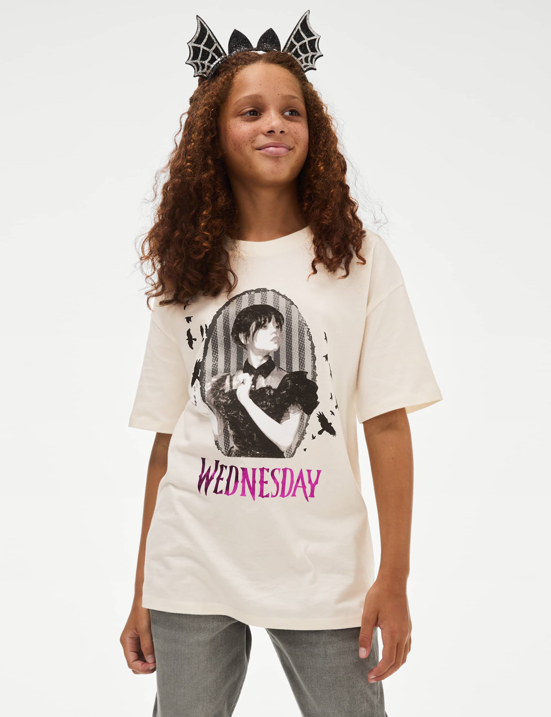 M&S Girls Pure Cotton Wednesday  T-Shirt (8-16 Yrs)