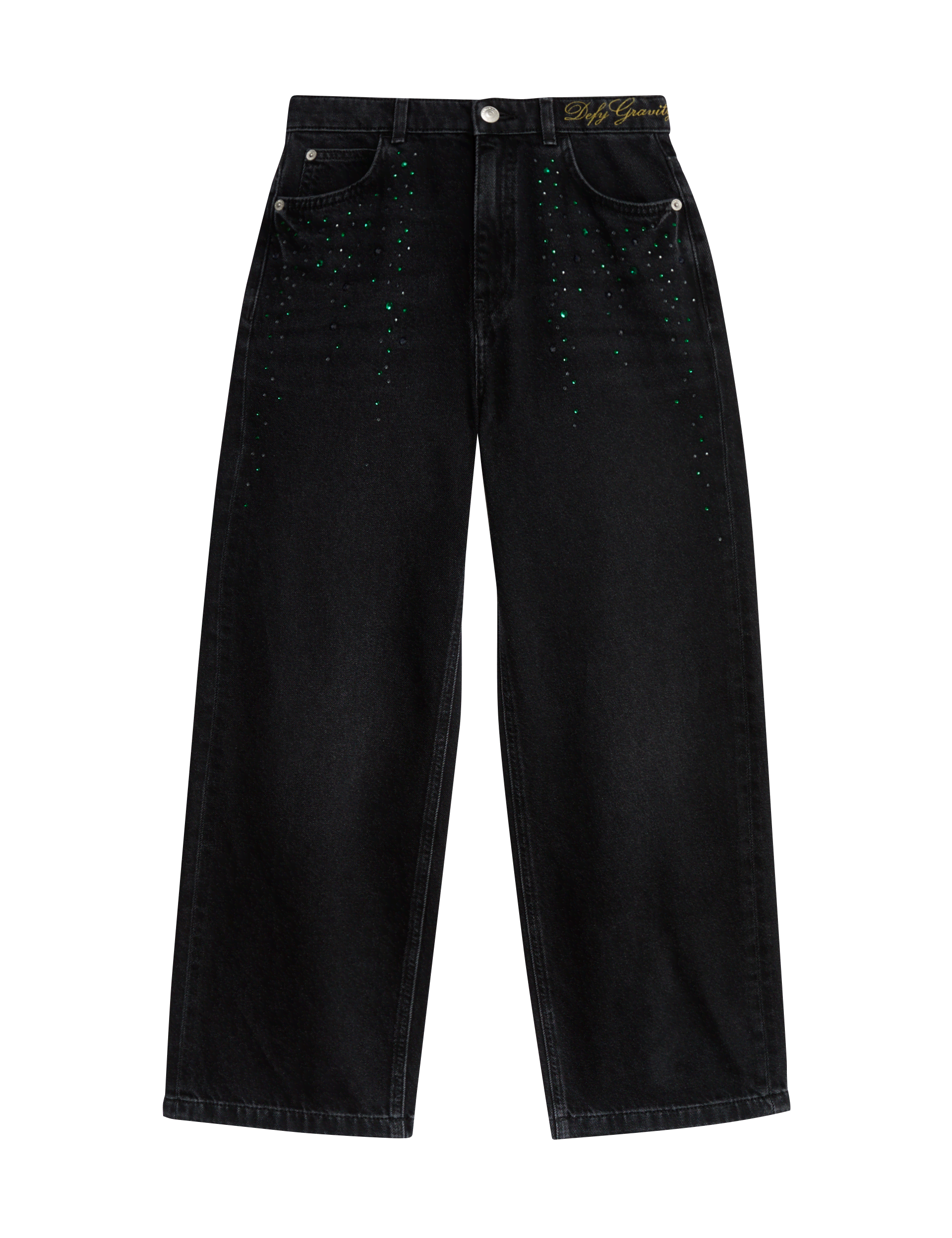 M&S Collection Girls Wicked Diamante Wide Leg Jeans (6-16 Yrs) - 8-9 Y - Black, Black