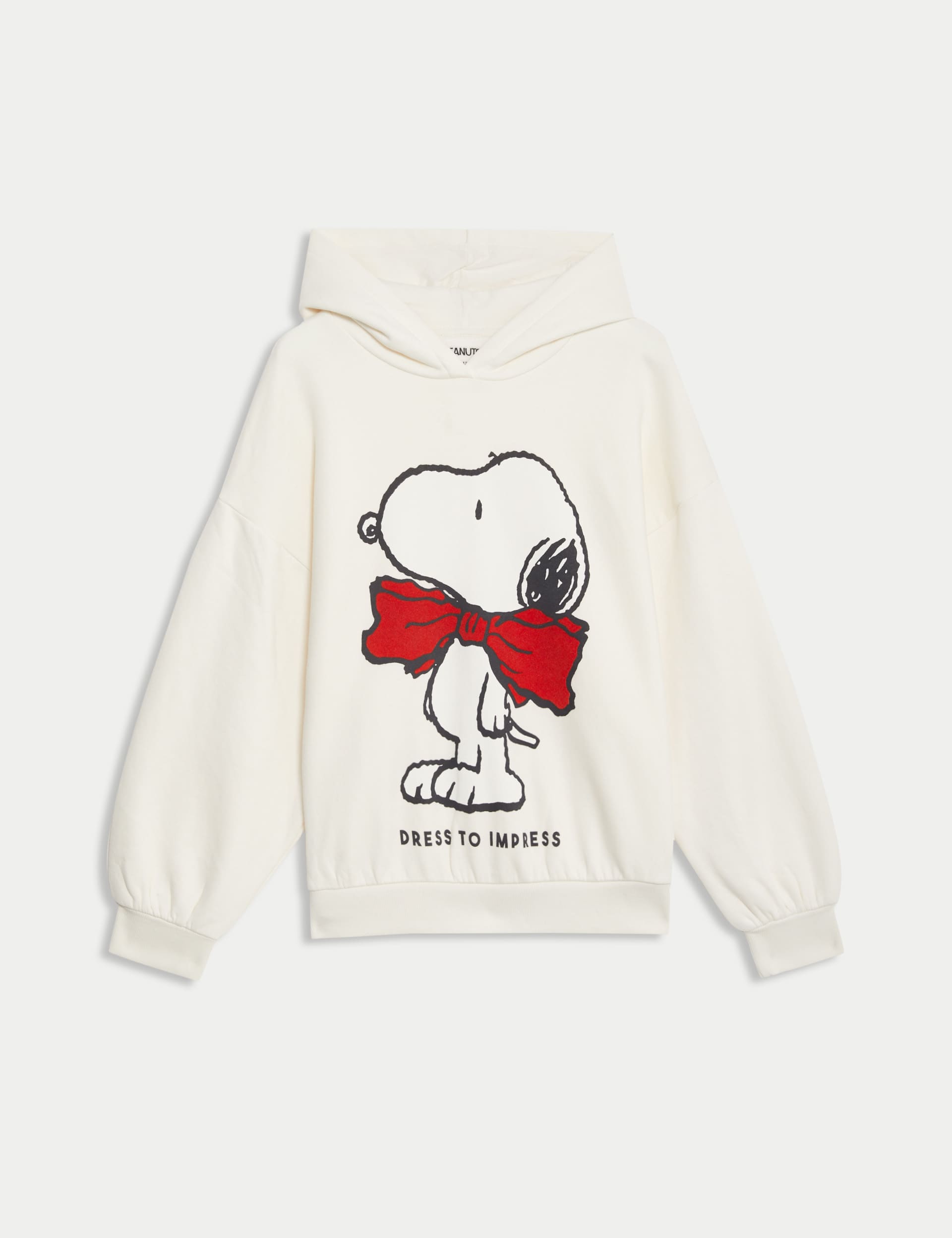 M&S Girls Cotton Rich Snoopy Bow Hoodie (6-16 Yrs) - 9-10Y - Ecru, Ecru