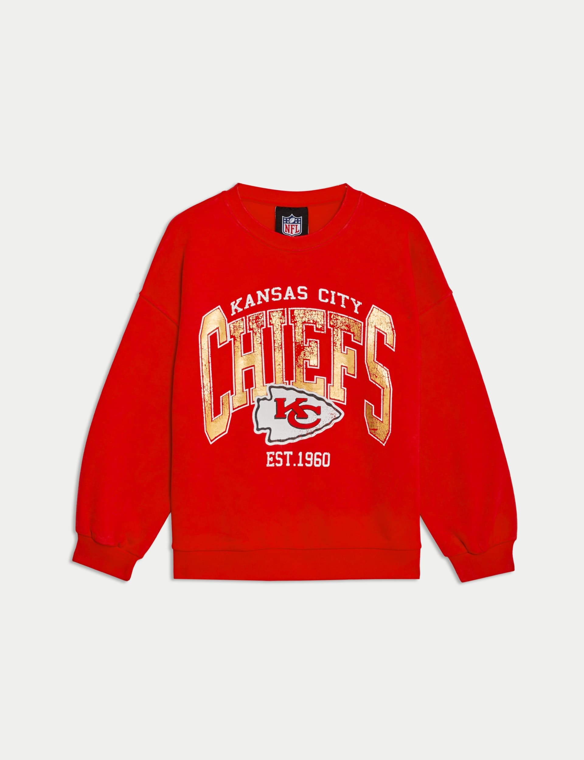 M&S Cotton Rich Kansas City Chiefs Sweatshirt (6-16 Yrs) - 9-10Y - Red, Red