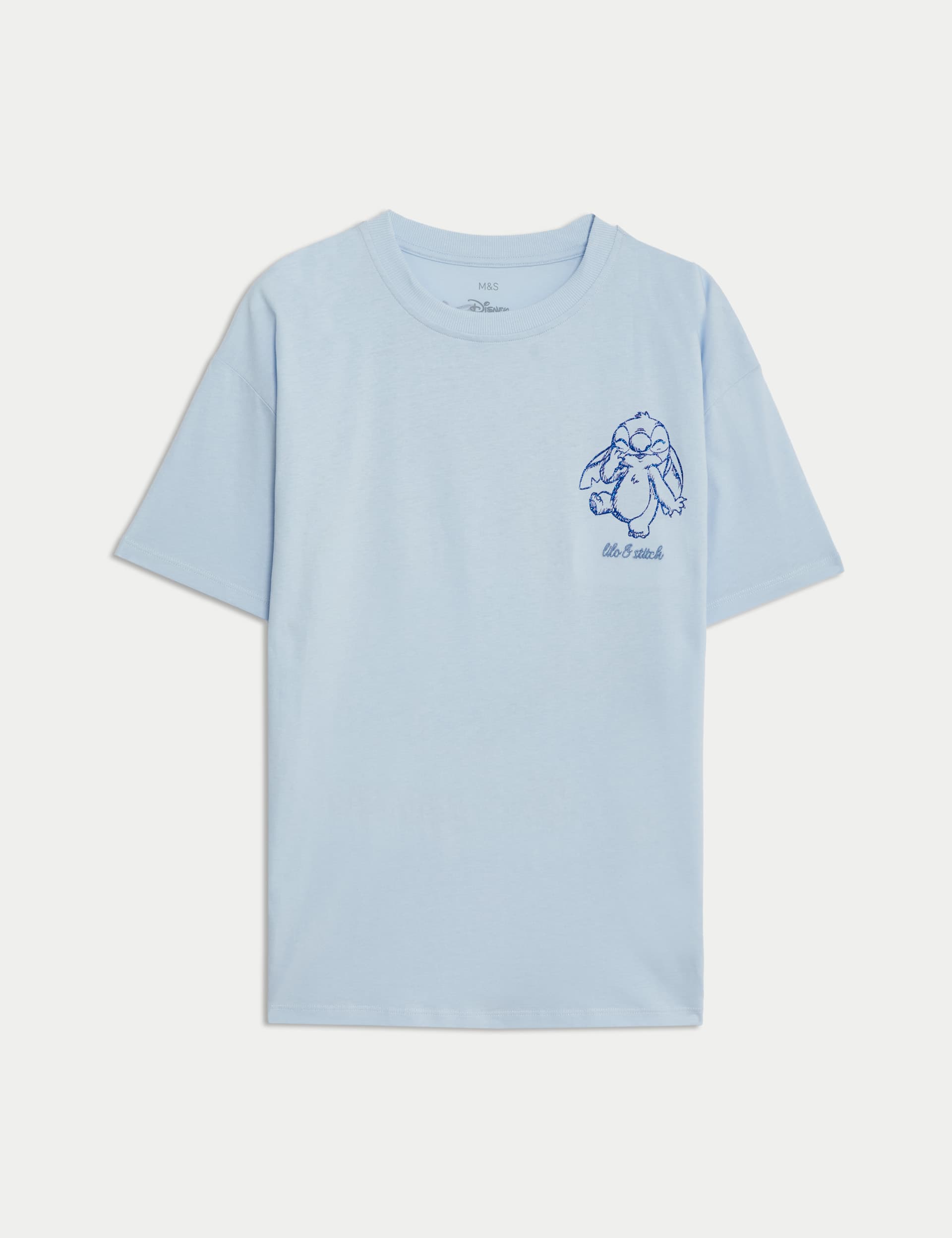 M&S Girls Pure Cotton Lilo & Stitch  Glitter T-Shirt (6-16 Yrs)