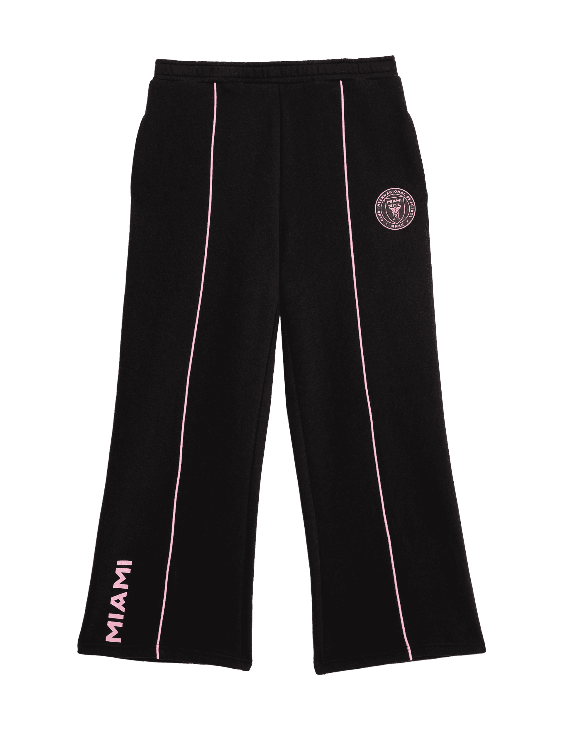 M&S Collection Girls Cotton Rich Inter Miami Wide Leg Joggers (6-16 Yrs) - 15-16 - Black Mix, Black 