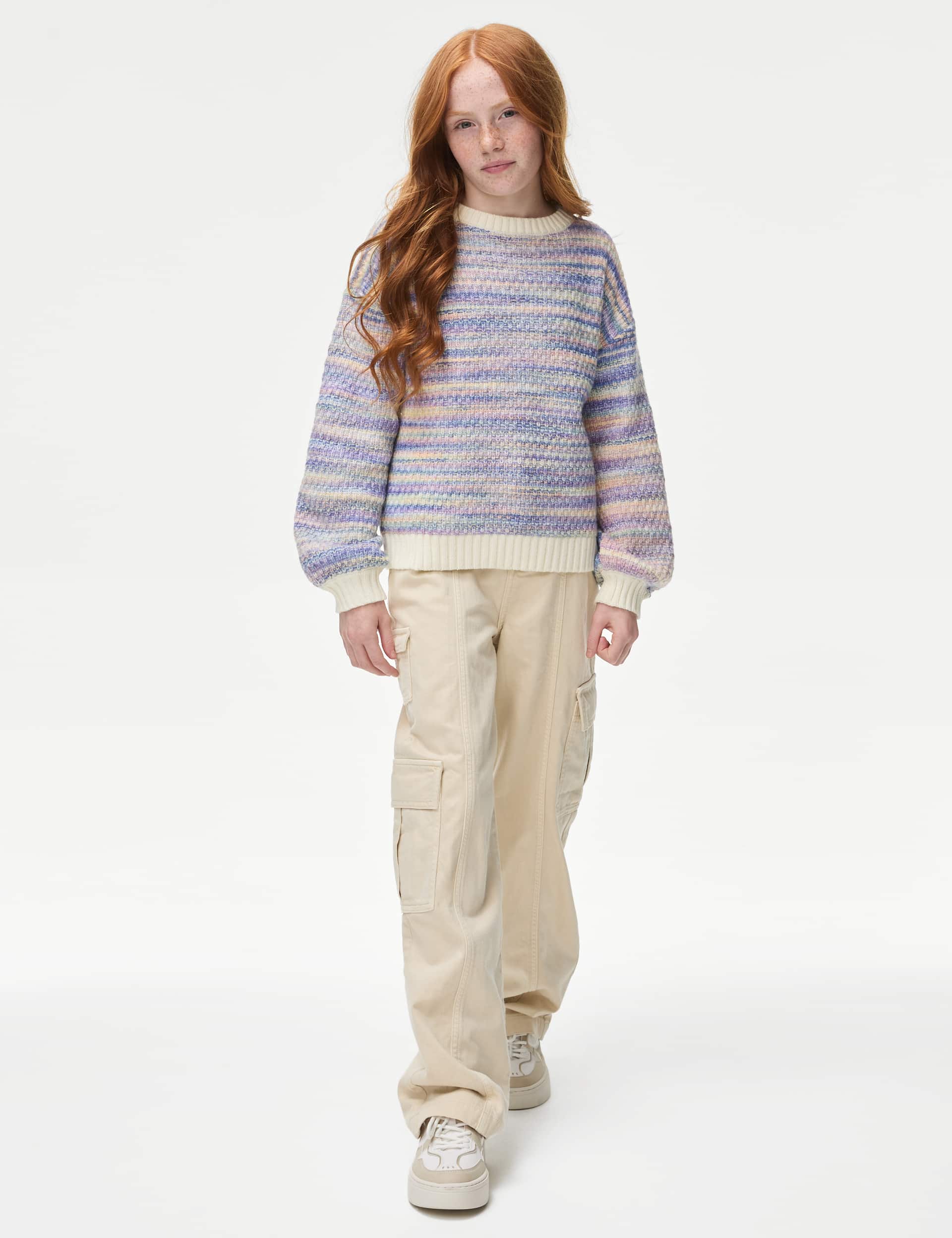 M&S Girls Striped Knitted Jumper (6-16 Yrs)