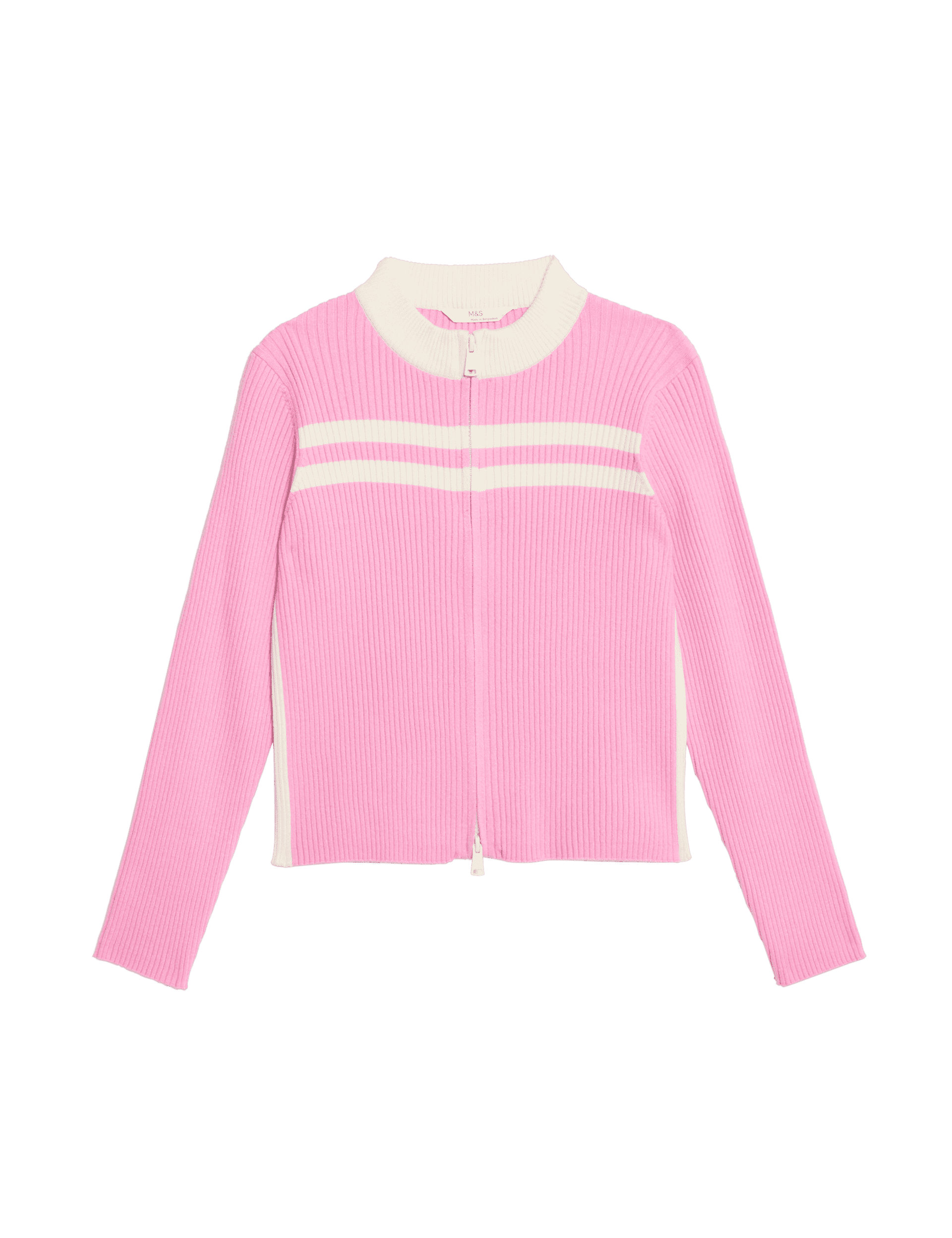 M&S Collection Girls Knitted Zip Jumper (6-16 Yrs) - 15-16 - Pink, Pink