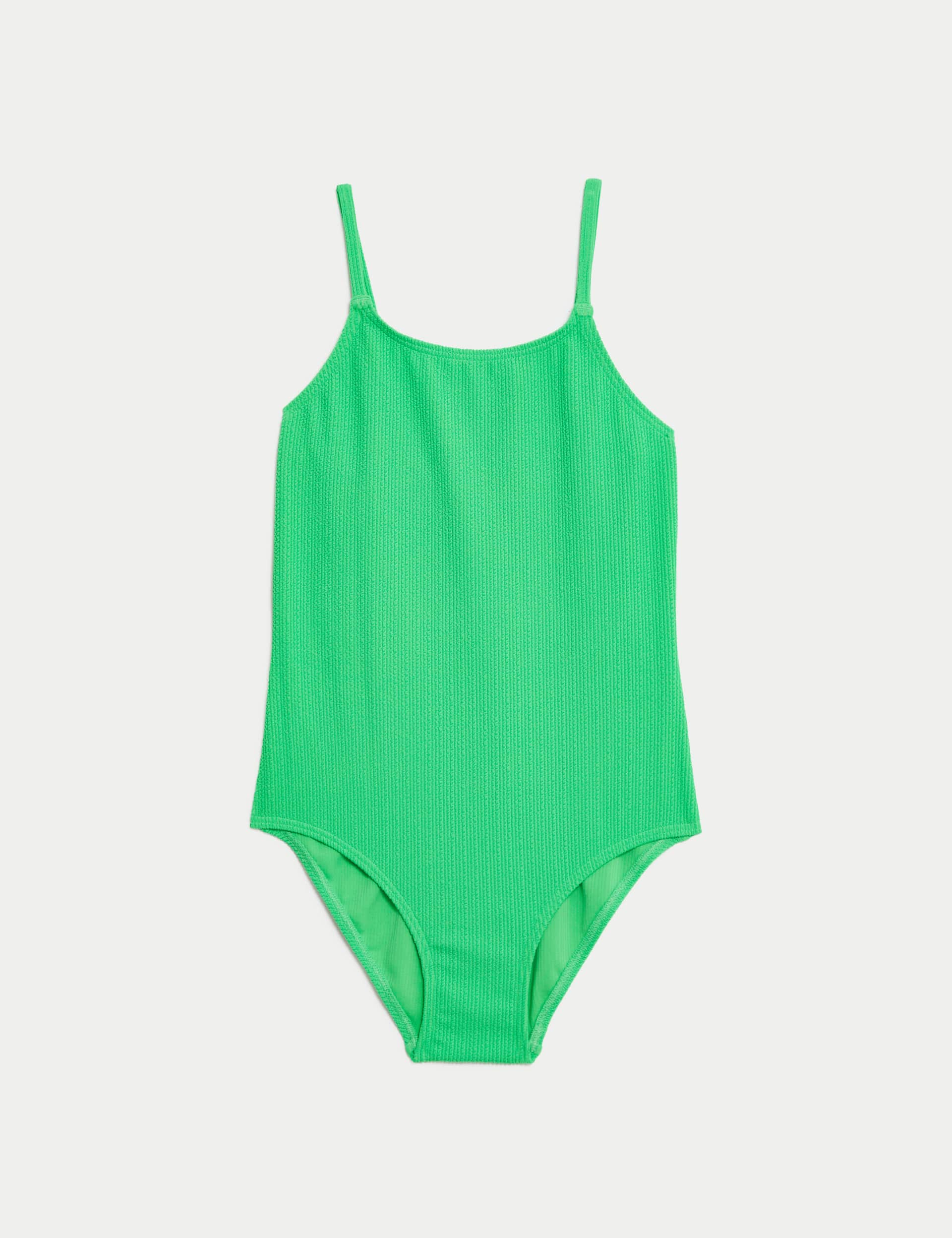 M&S Girls Crinkle Swimsuit (6-16 Yrs) - 8-9 Y - Green, Green