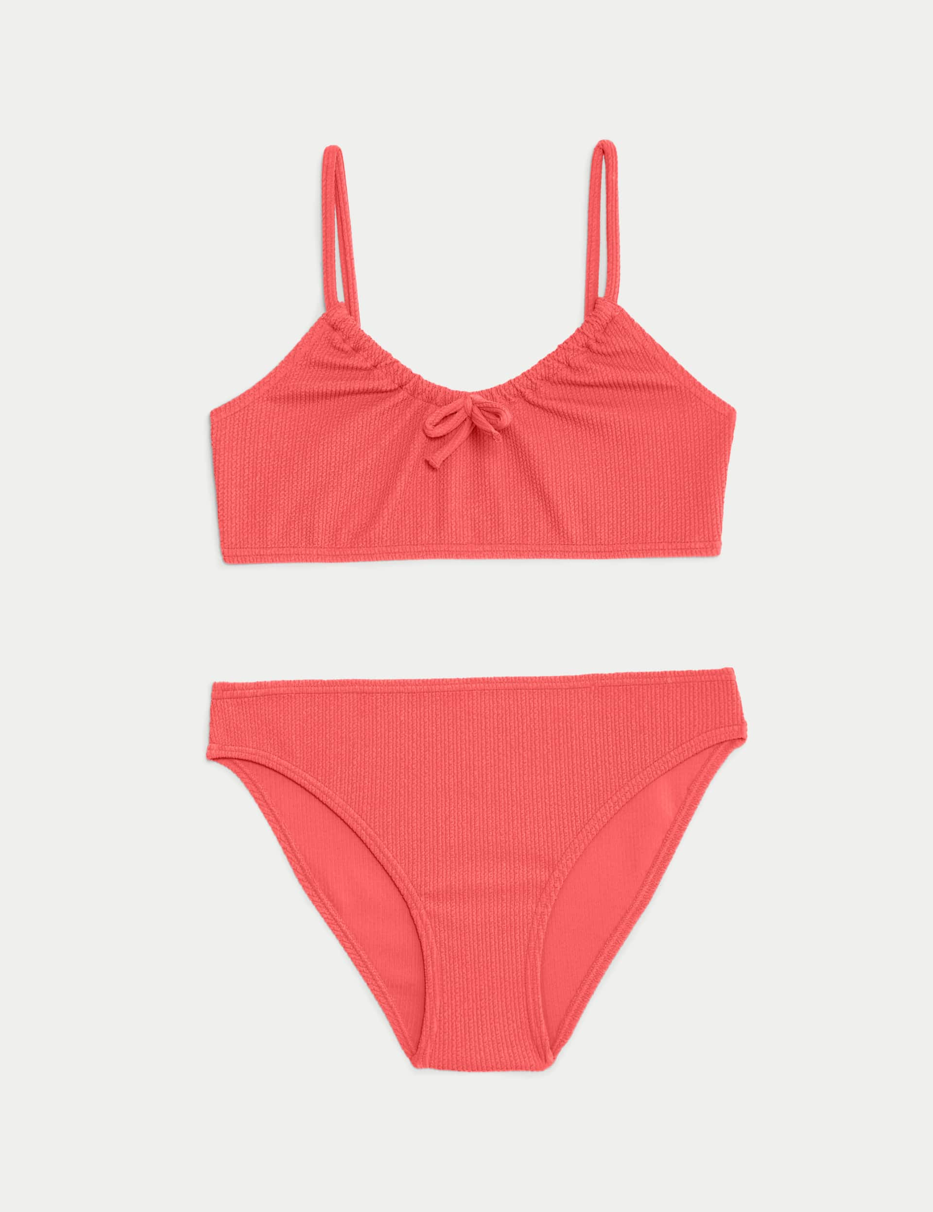 M&S Girls Crinkle Textured Bikini (6-16 Yrs) - 10-11 - Coral, Coral