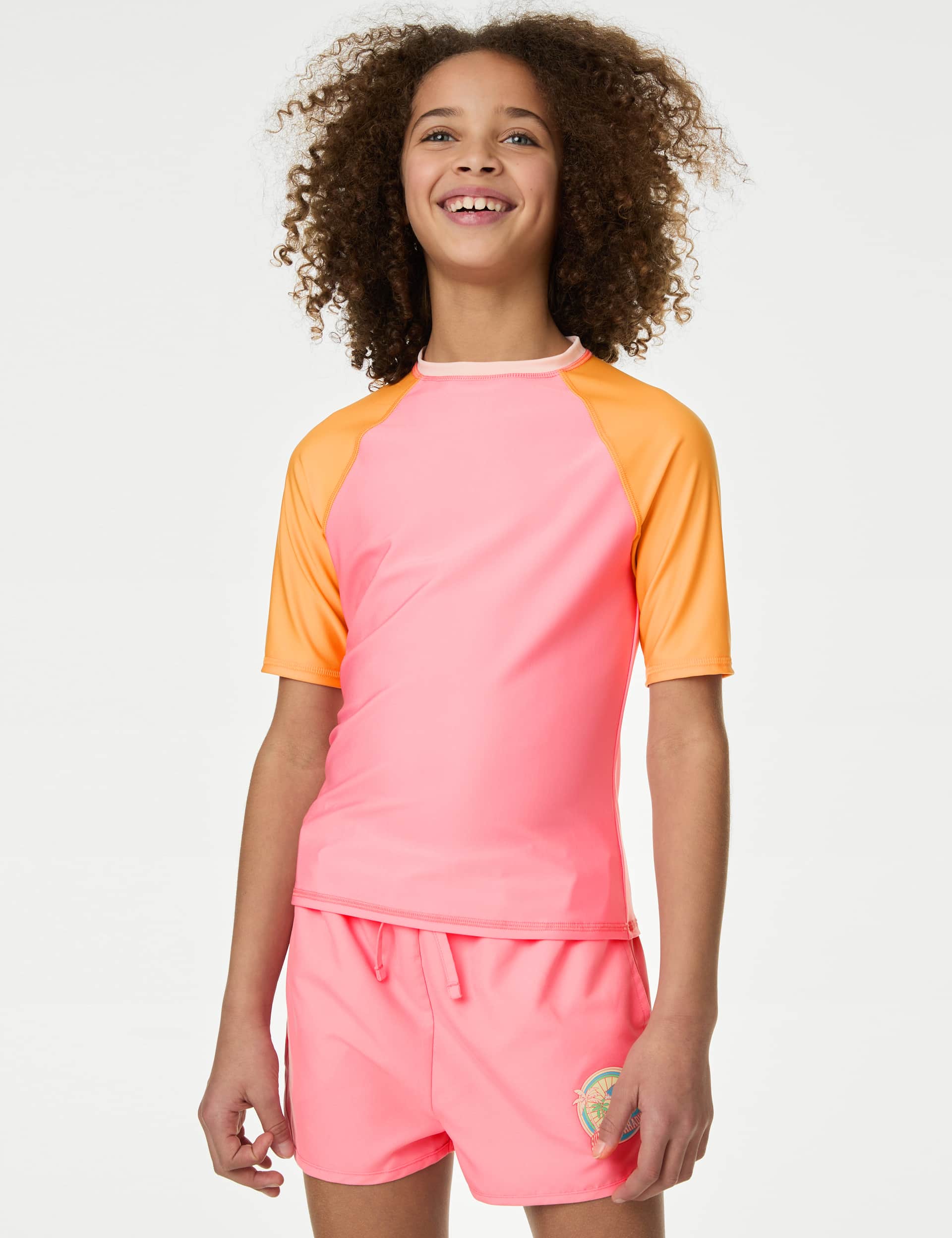 M&S Girls Colour Block Rash Vest (6-16 Yrs)