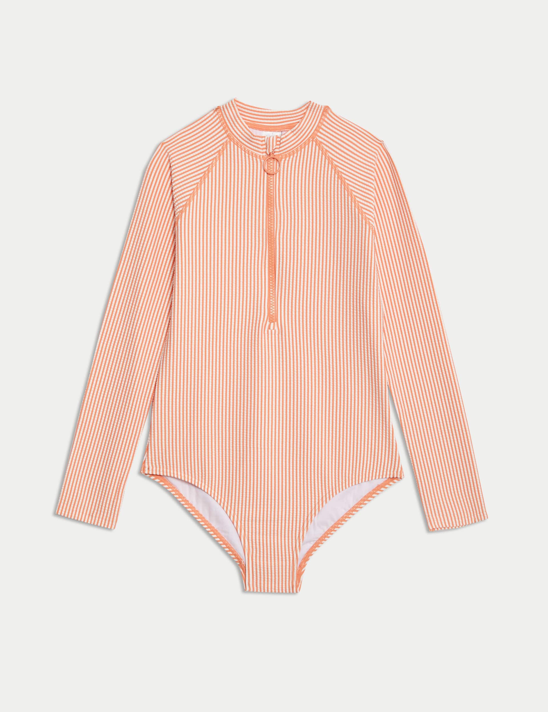 M&S Girls Striped Long Sleeve Swimsuit (6-16 Yrs)