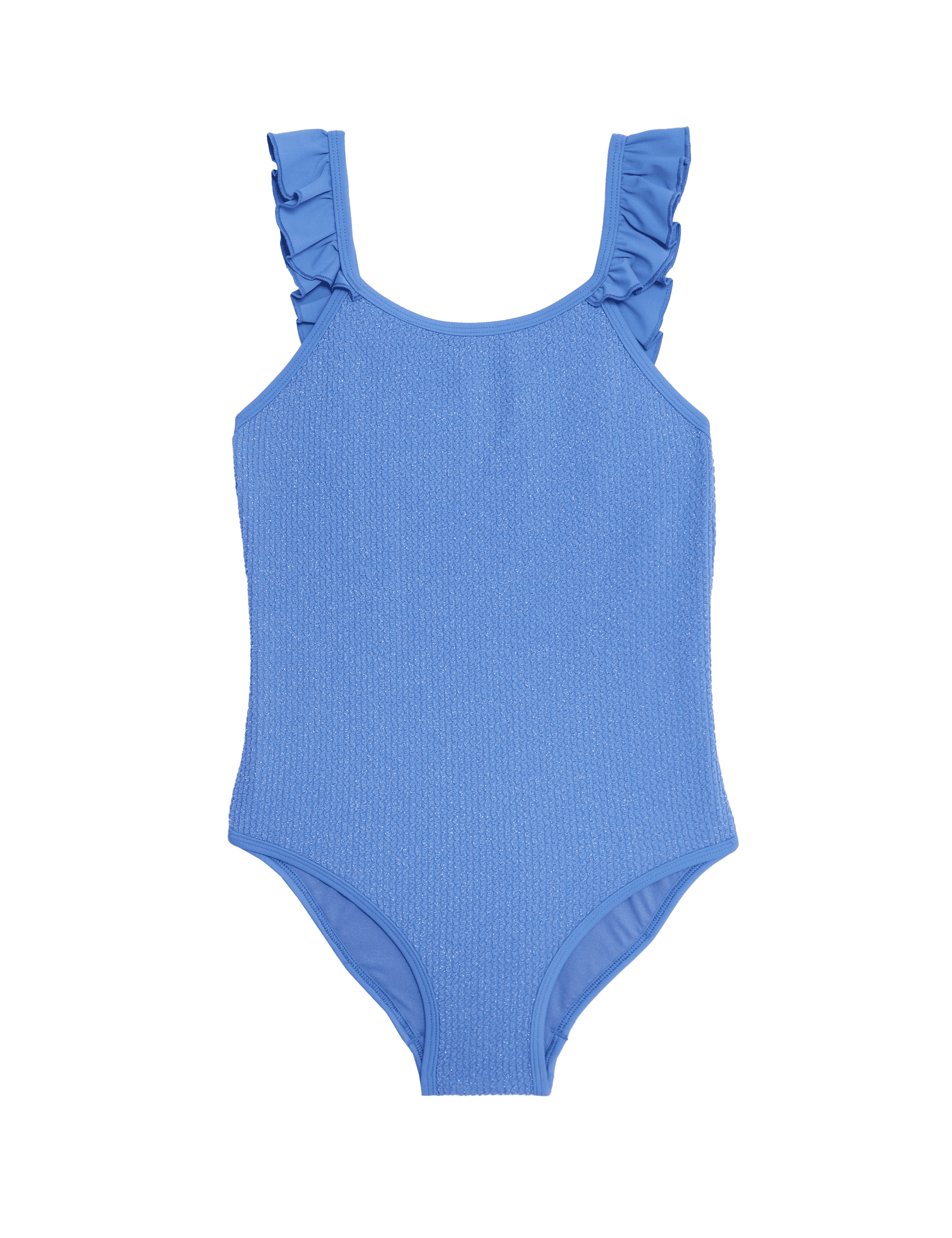 M&S Collection Girls Glitter Textured Swimsuit (6-16 Yrs) - 11-12 - Blue, Blue,Coral