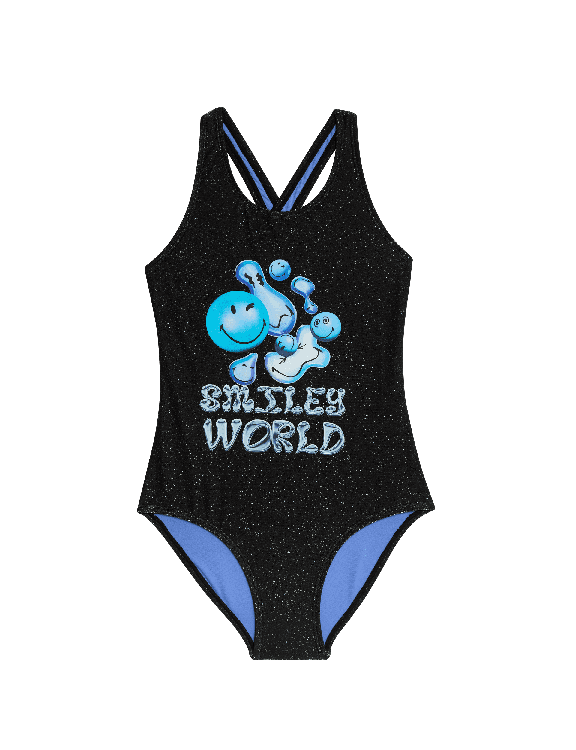 M&S Collection Girls Smiley Swimsuit (6-16 Yrs) - 8-9 Y - Black Mix, Black Mix