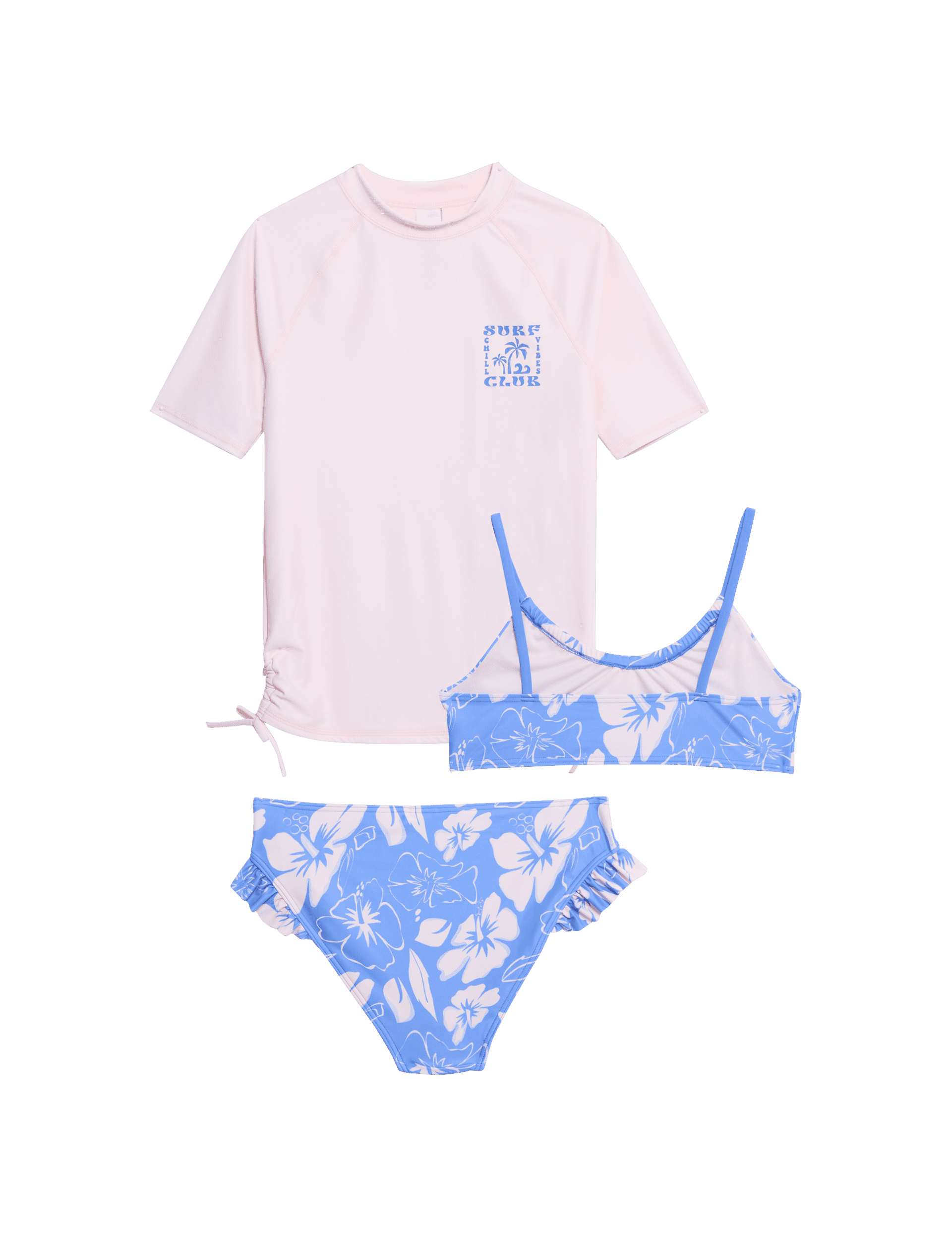 M&S Collection Girls 3pc Patterned Swim Set (6-16 Yrs) - 6-7 Y - Light Pink Mix, Light Pink Mix