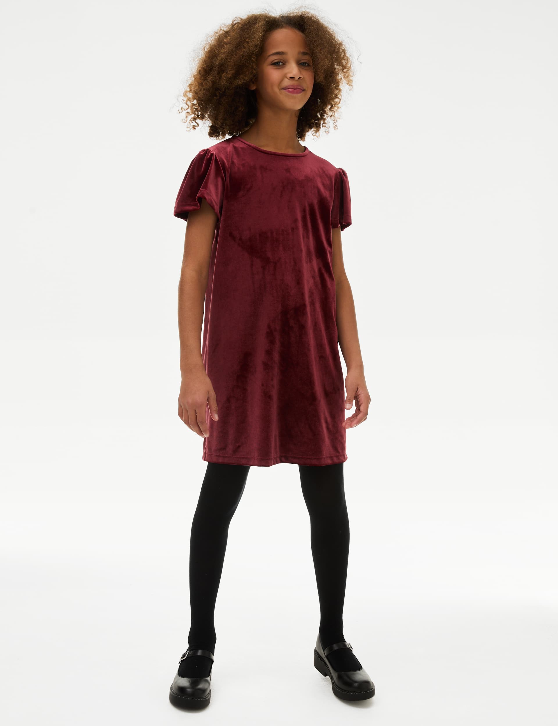 M&S Girls Velvet Dress (6-16 Yrs) - 9-10Y - Red, Navy,Red