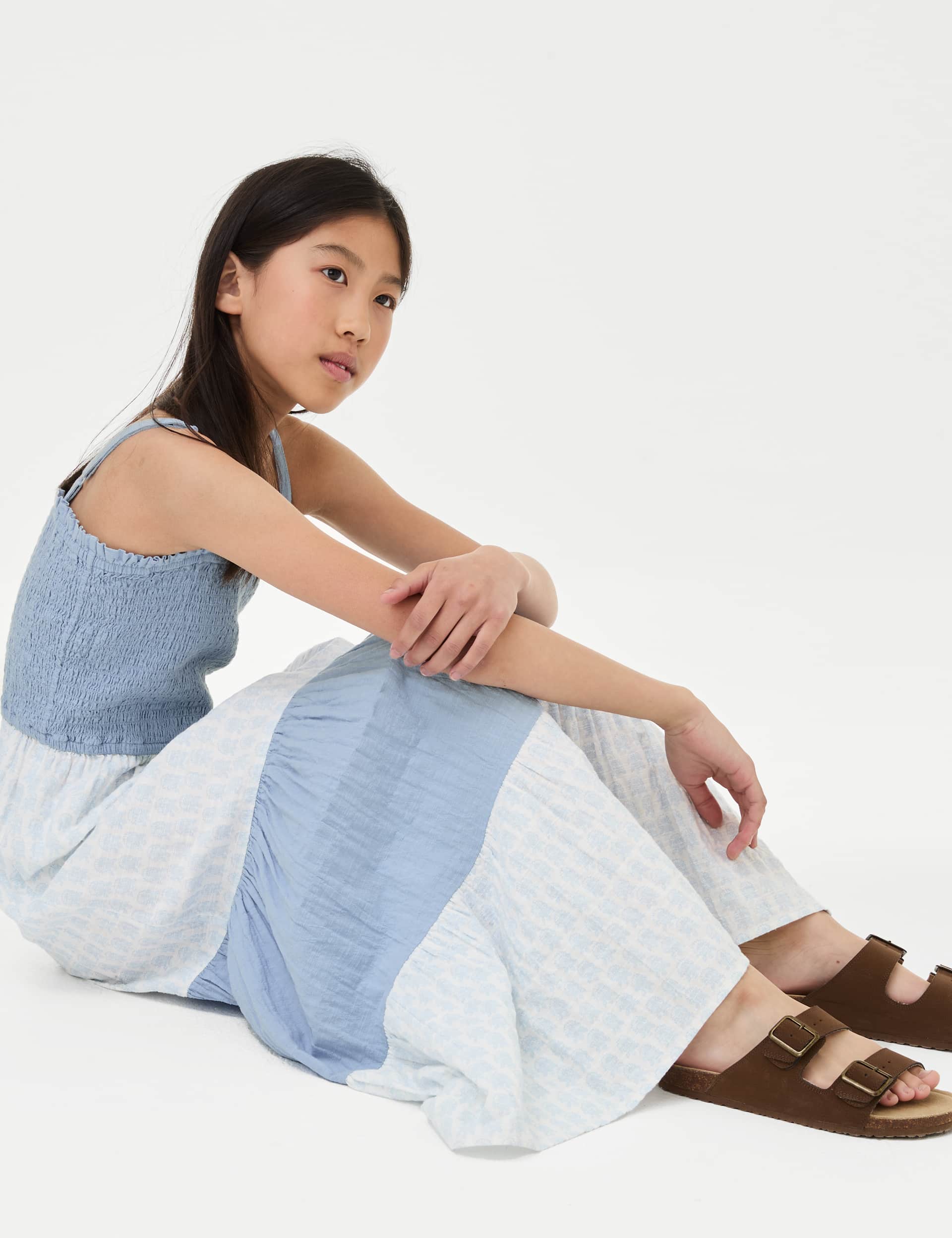 M&S Girls Pure Cotton Tiered Maxi Dress (6-16 Yrs)