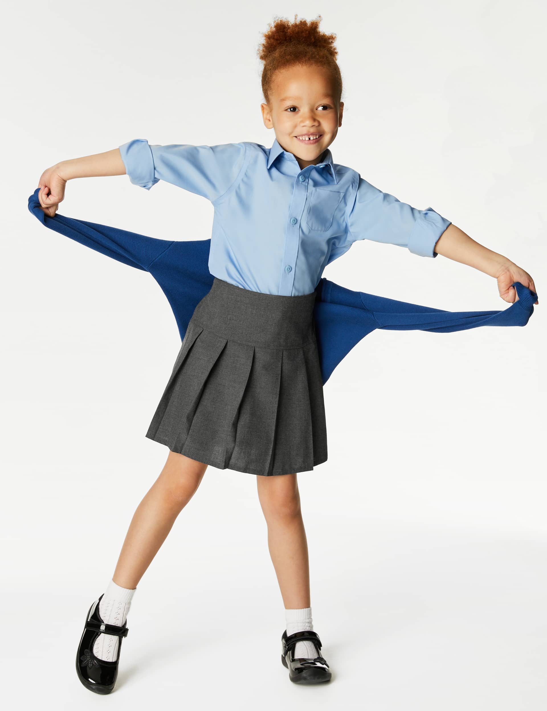 M&S Girls 2-Pack Crease Resistant School Skirts (2-16 Yrs)