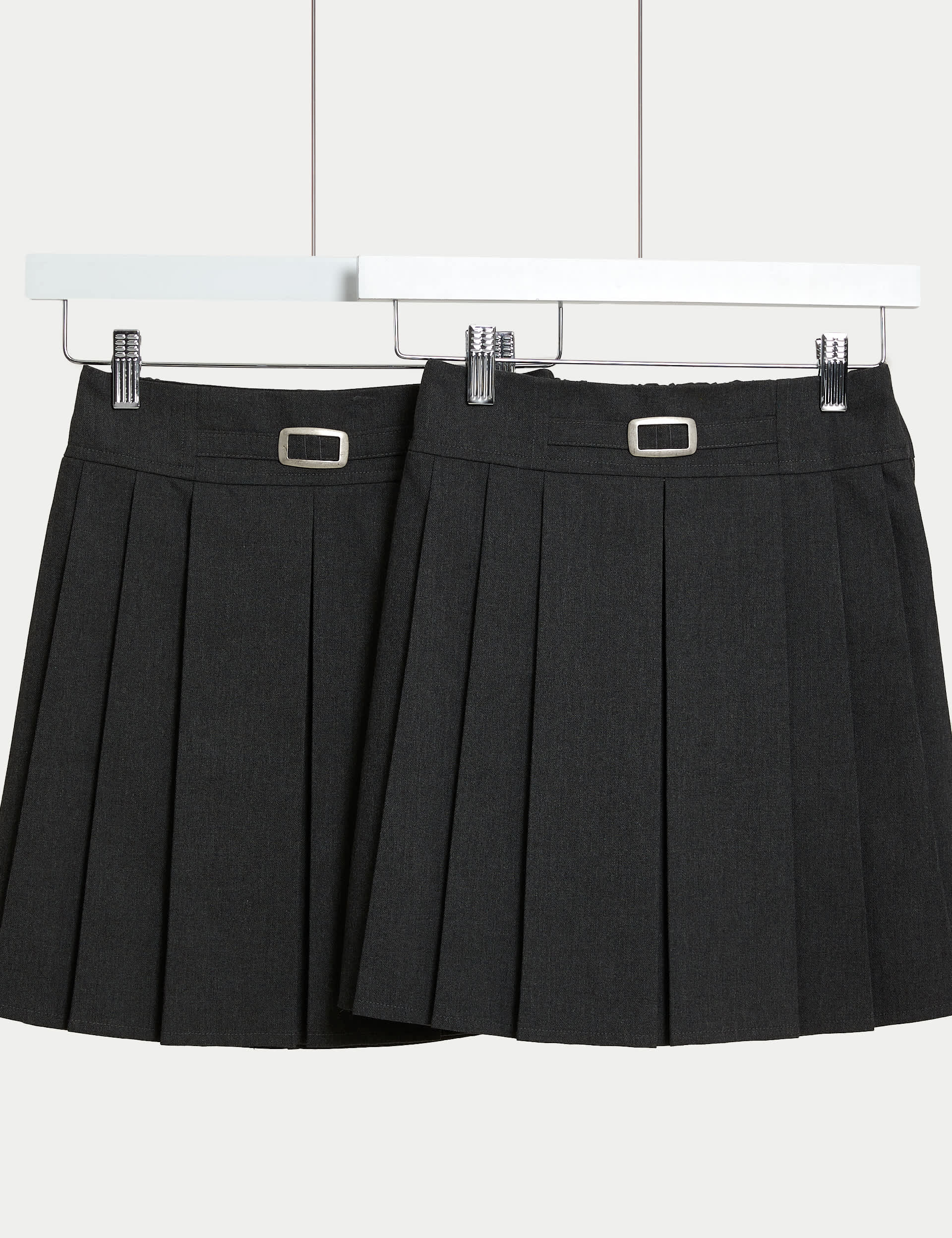 M&S Girls 2-Pack Permanent Pleats School Skirts (2-18 Yrs) - 12-13 - Grey, Grey