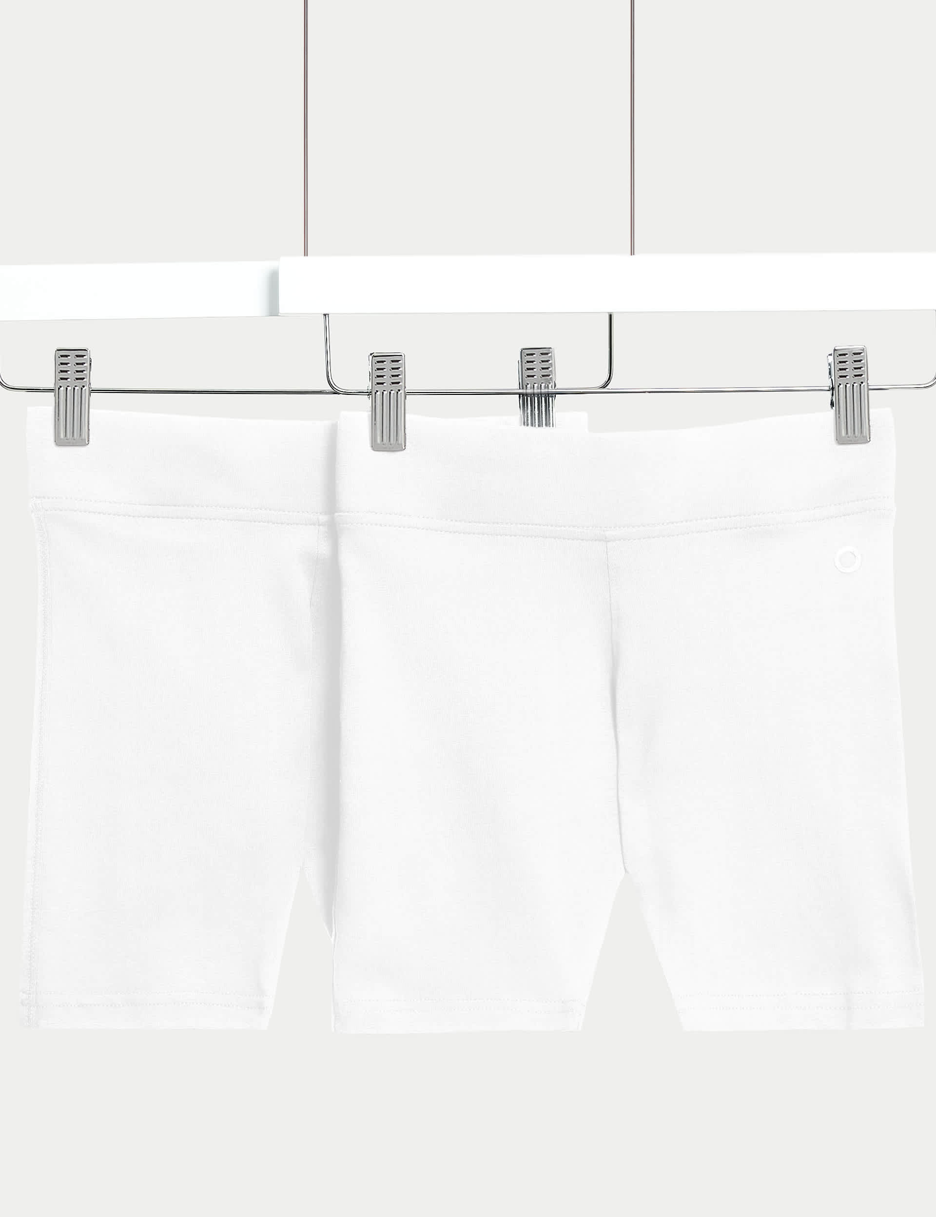 Goodmove Girls 2-Pack Cotton Rich School Cycling Shorts (2-16 Yrs) - 9-10Y - White, White