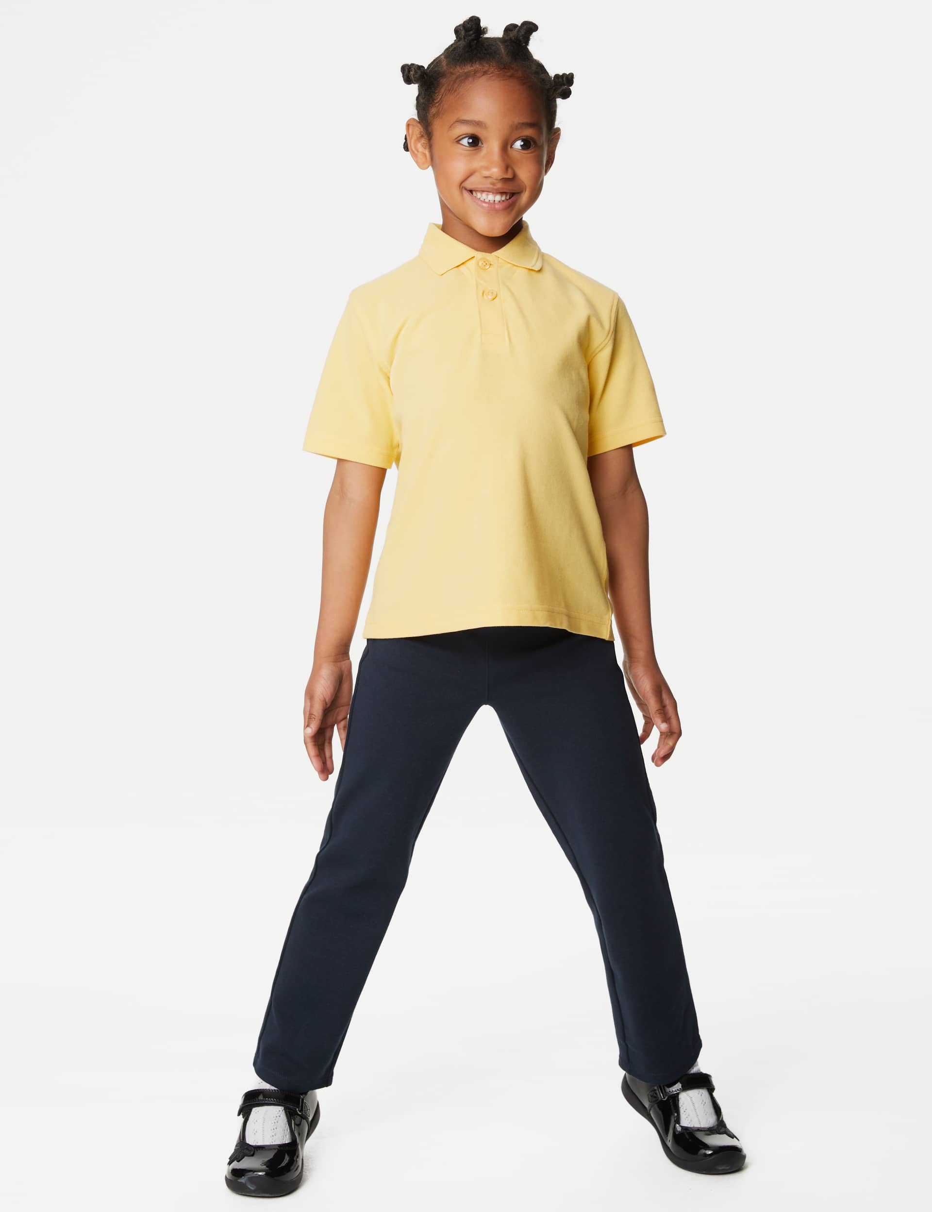 M&S Girls Regular Leg Jersey School Trousers (2-16 Yrs) - 13-14 - Navy Mix, Navy Mix,Black Mix