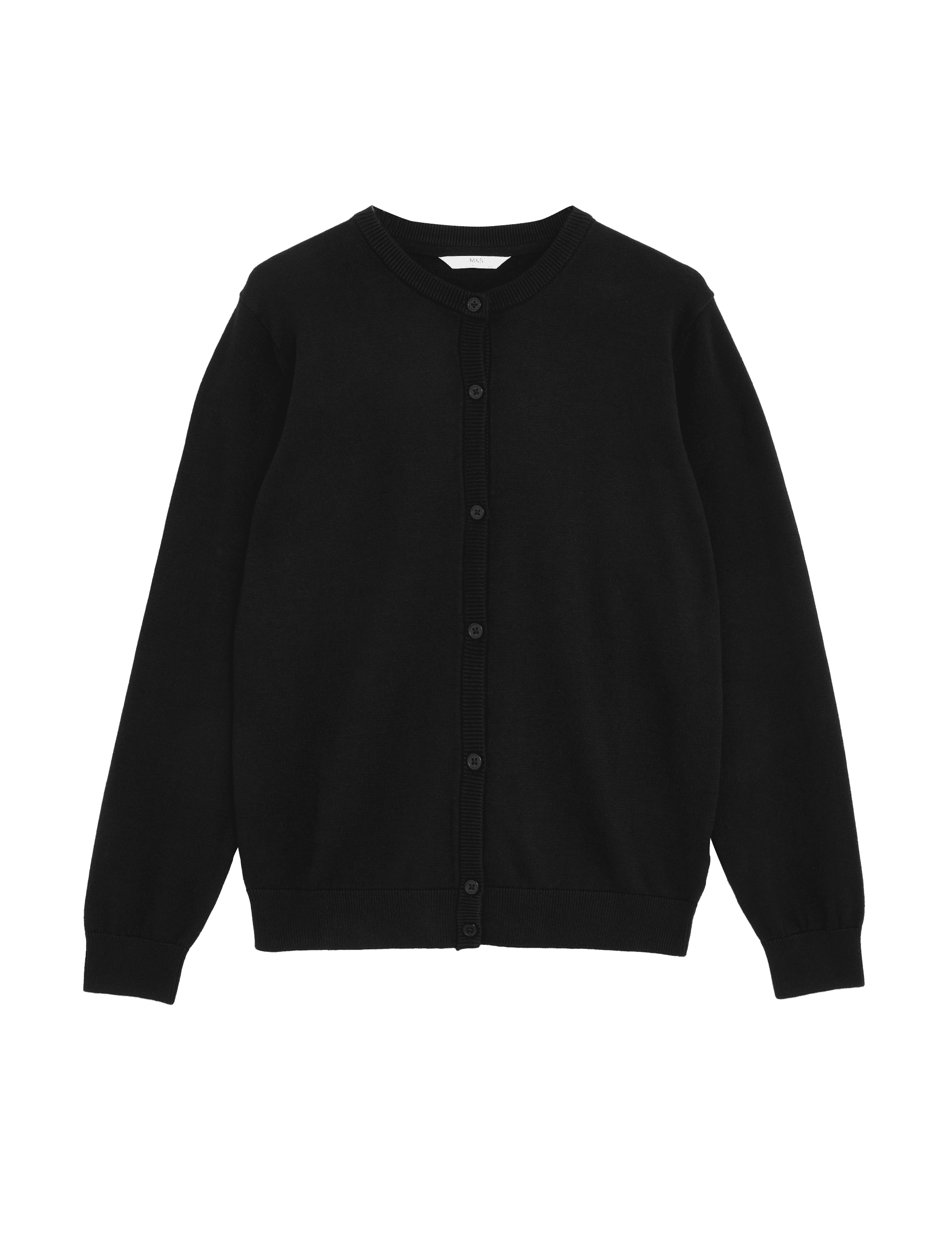 M&S Collection Girls Pure Cotton School Cardigan (9-18 Yrs) - 16-17 - Black, Black