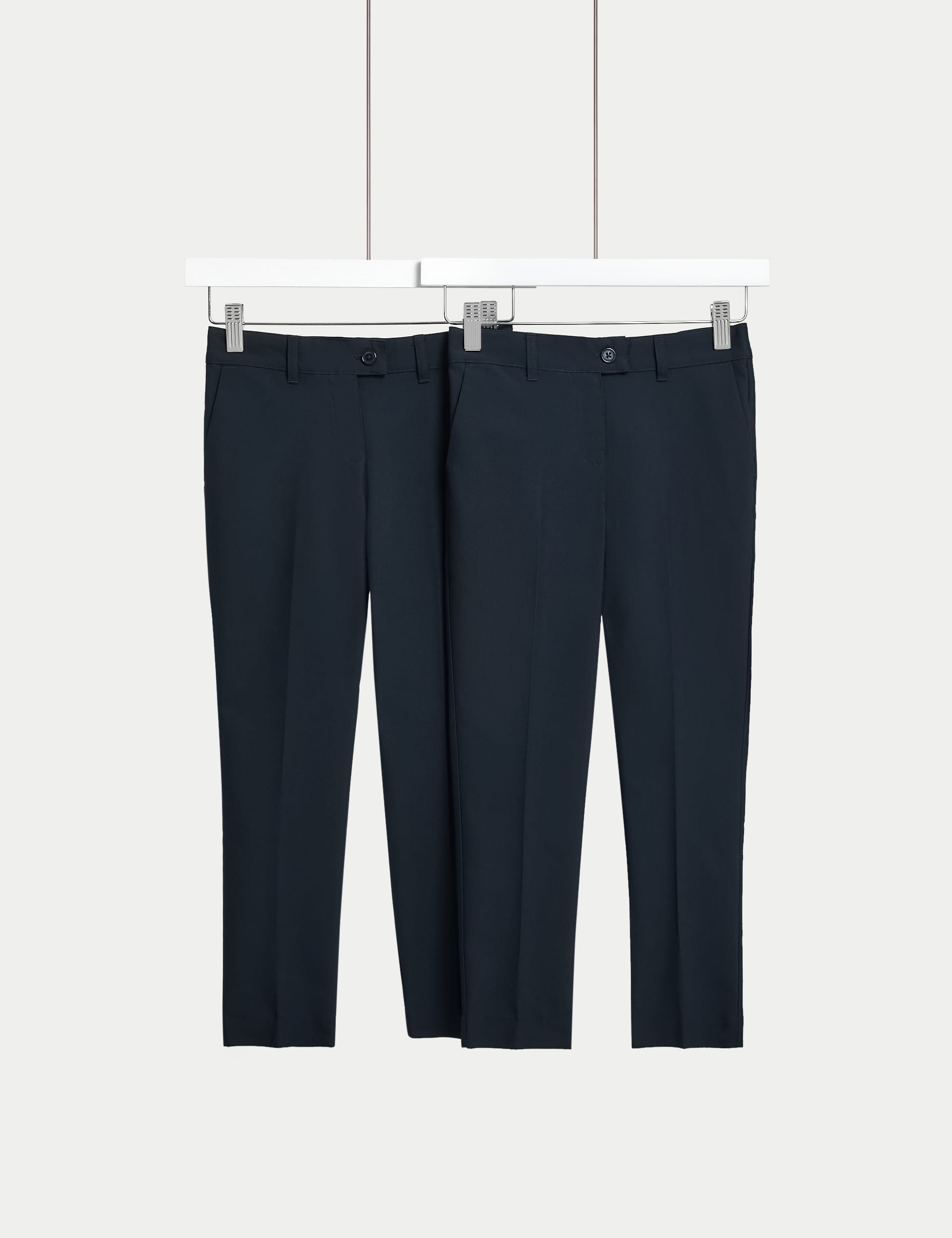 M&S Girls 2-Pack Skinny Leg School Trousers (2-18 Yrs) - 13-14 - Navy, Navy,Grey,Black