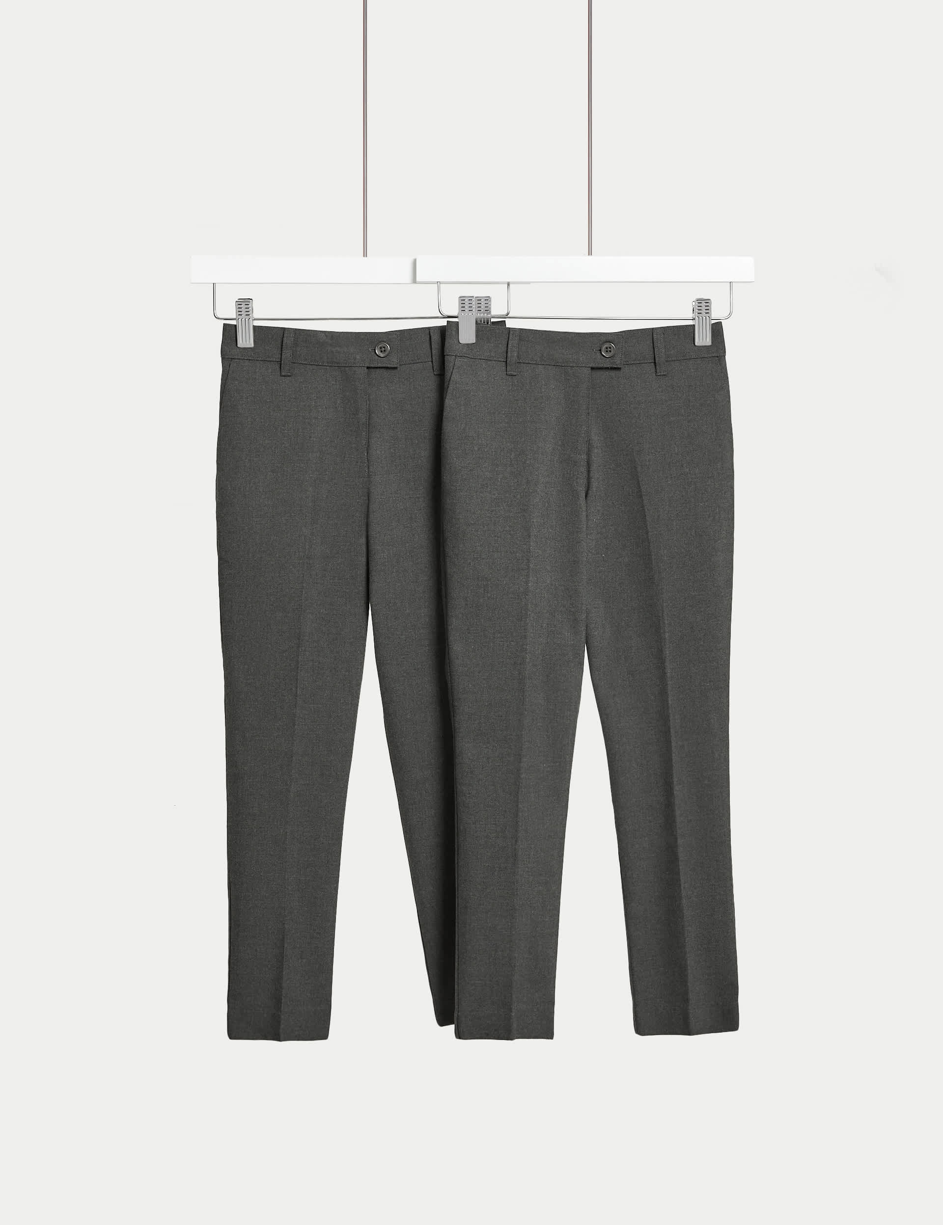 M&S Girls 2-Pack Skinny Leg School Trousers (2-18 Yrs) - 8-9 Y - Grey, Navy,Grey,Black