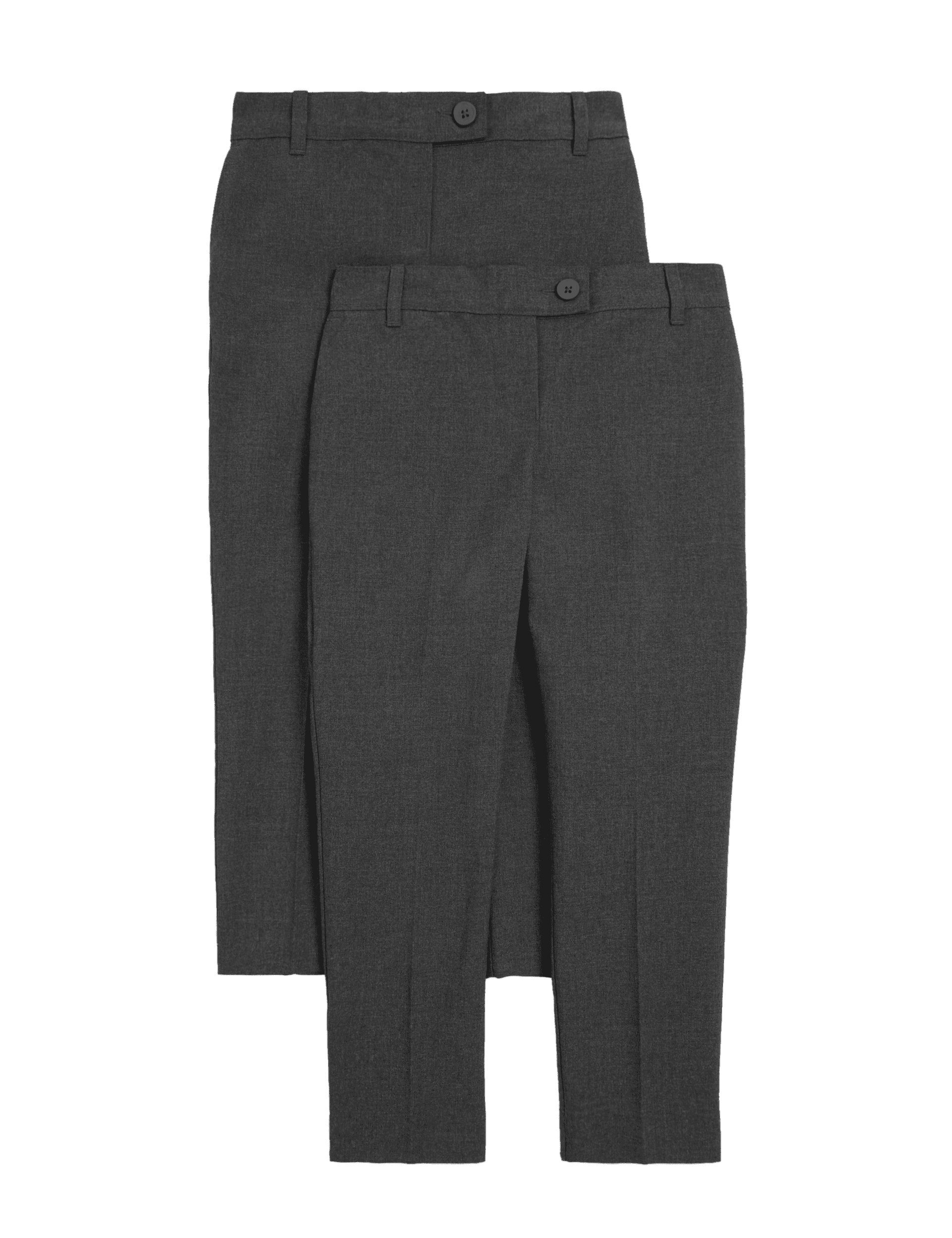 M&S Collection Girls 2 Pack Girls Skinny Leg School Trousers (2-18 Yrs) - 6-7 Y - Grey, Grey,Navy