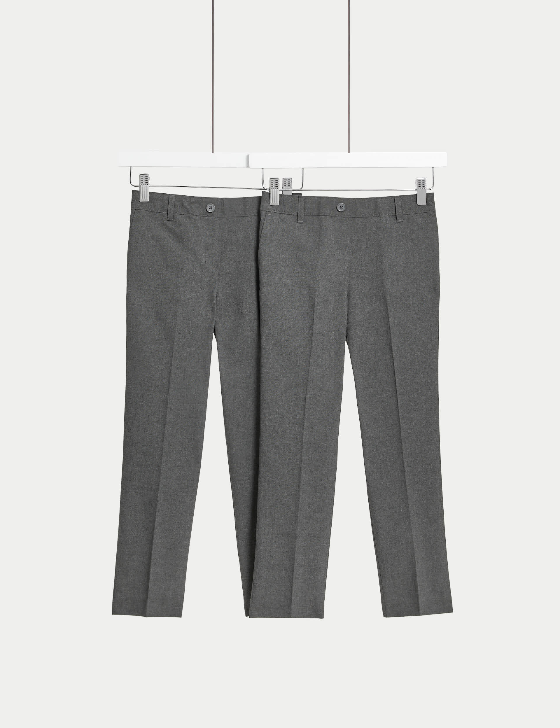 M&S Girls 2-Pack Easy Dressing School Trousers (3-18 Yrs) - 12-13 - Grey, Grey,Black