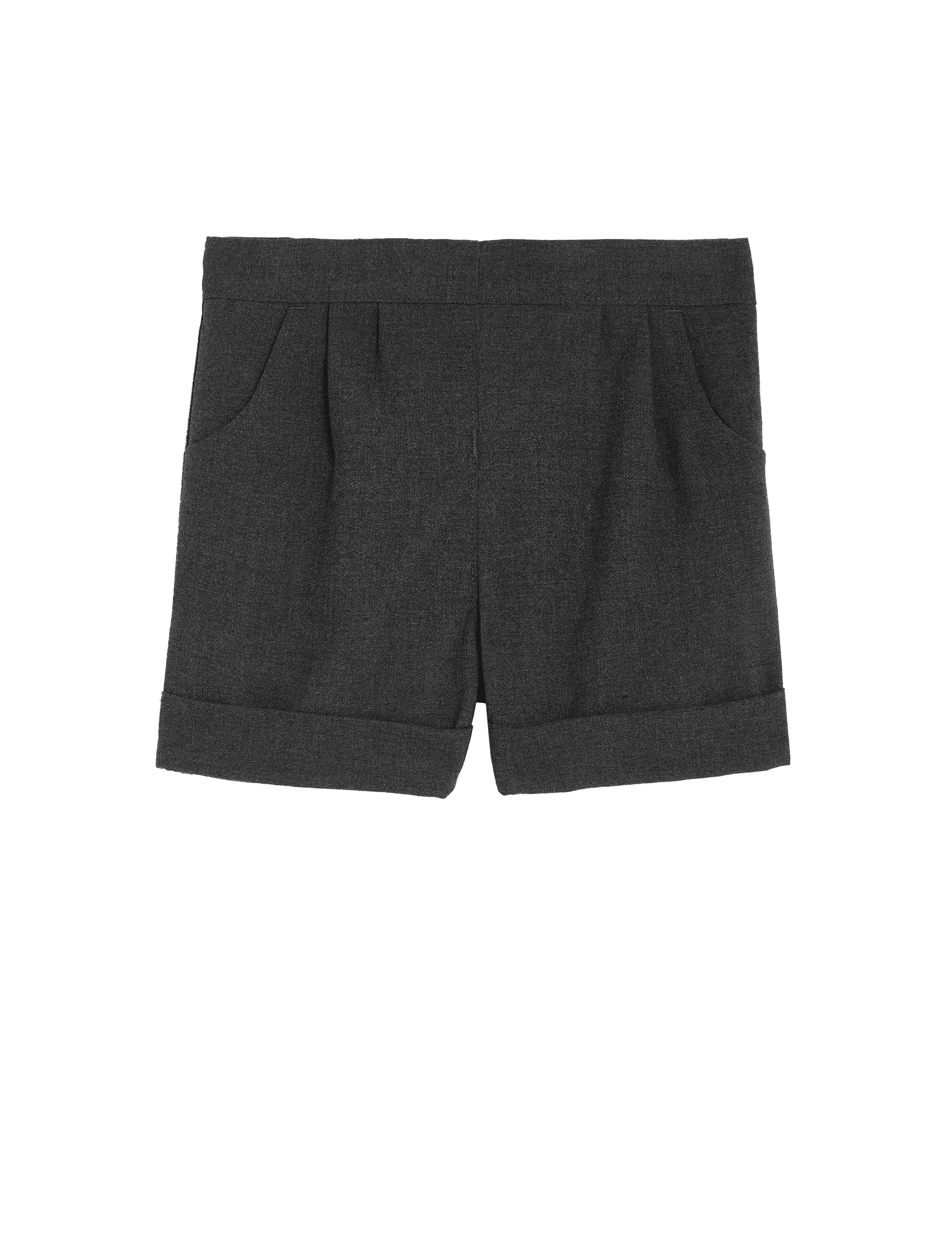 M&S Collection Girls Turn Up School Shorts (2-16 Yrs) - 5-6 Y - Grey, Grey,Black