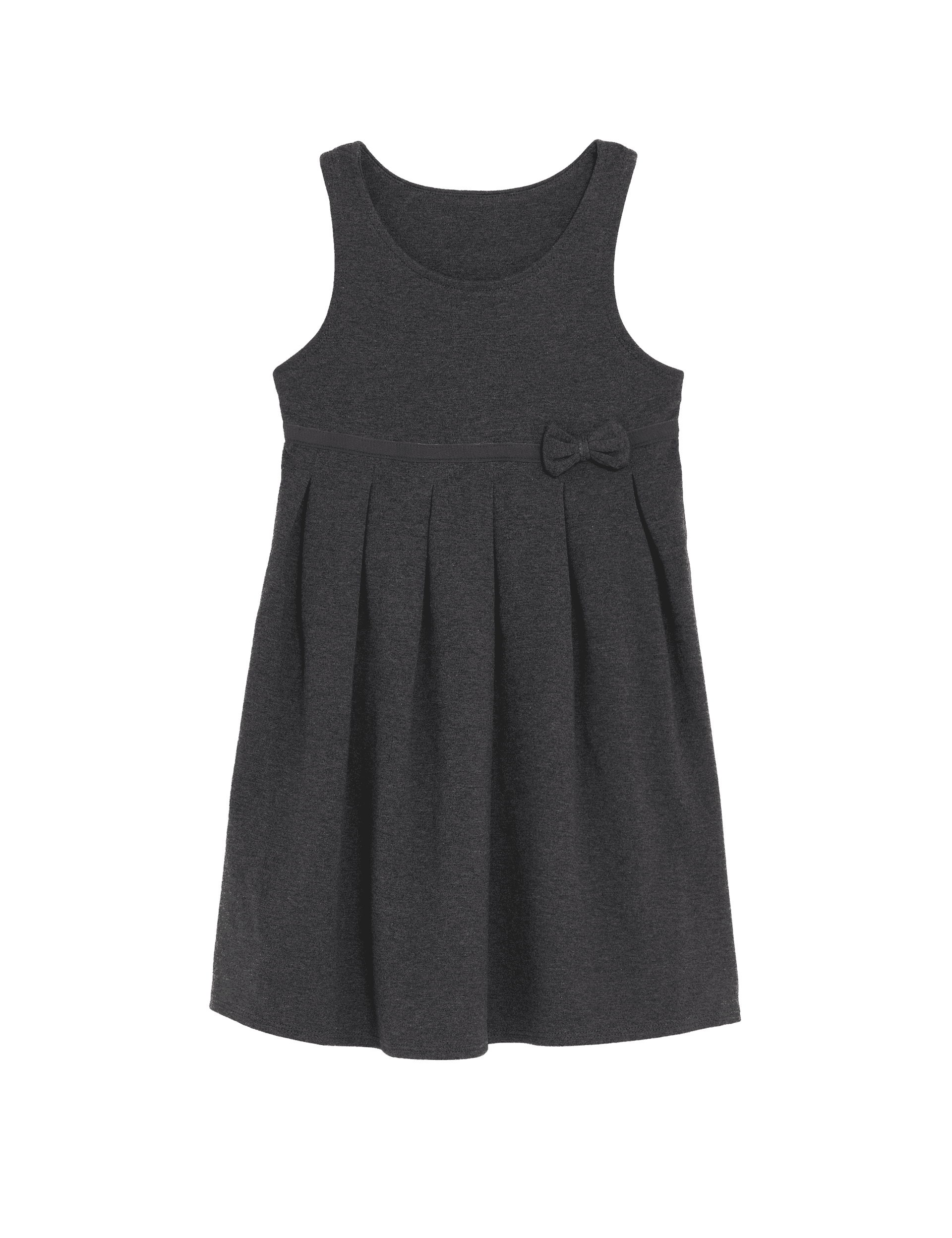 M&S Collection Girls Jersey Bow School Pinafore (2-12 Yrs) - 4-5 Y - Grey, Grey