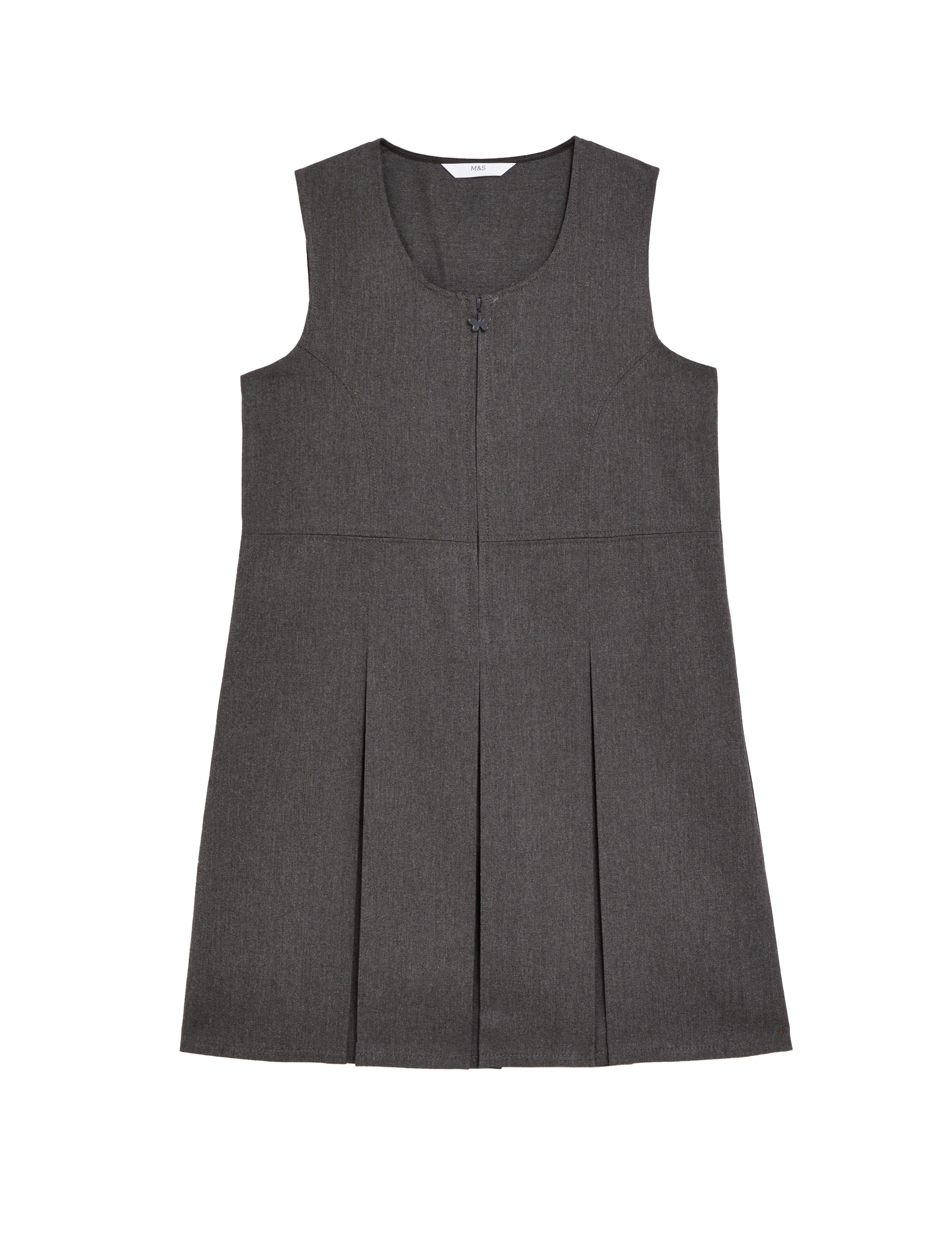 M&S Collection Girls Plus Fit Pleated School Pinafore (2-12 Yrs) - 6-7 Y - Grey, Grey