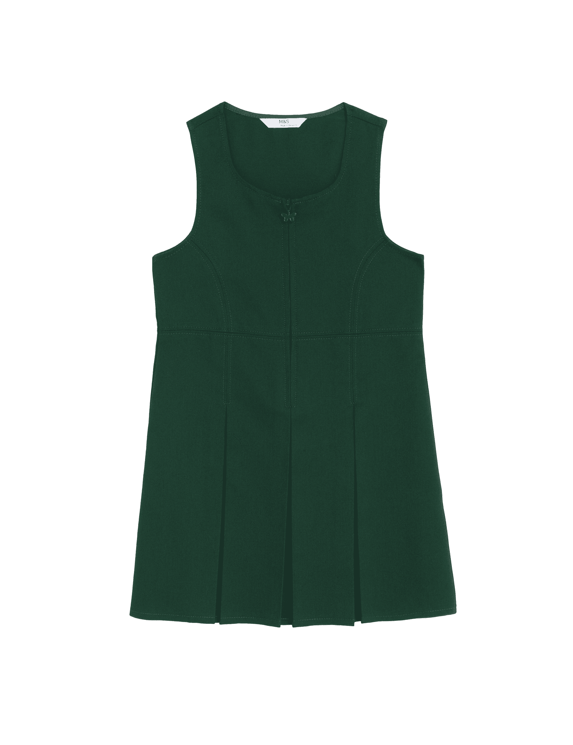 M&S Collection Girls Pleated School Pinafore (2-12 Yrs) - 11-12 - Bottle Green, Bottle Green,Grey,Na