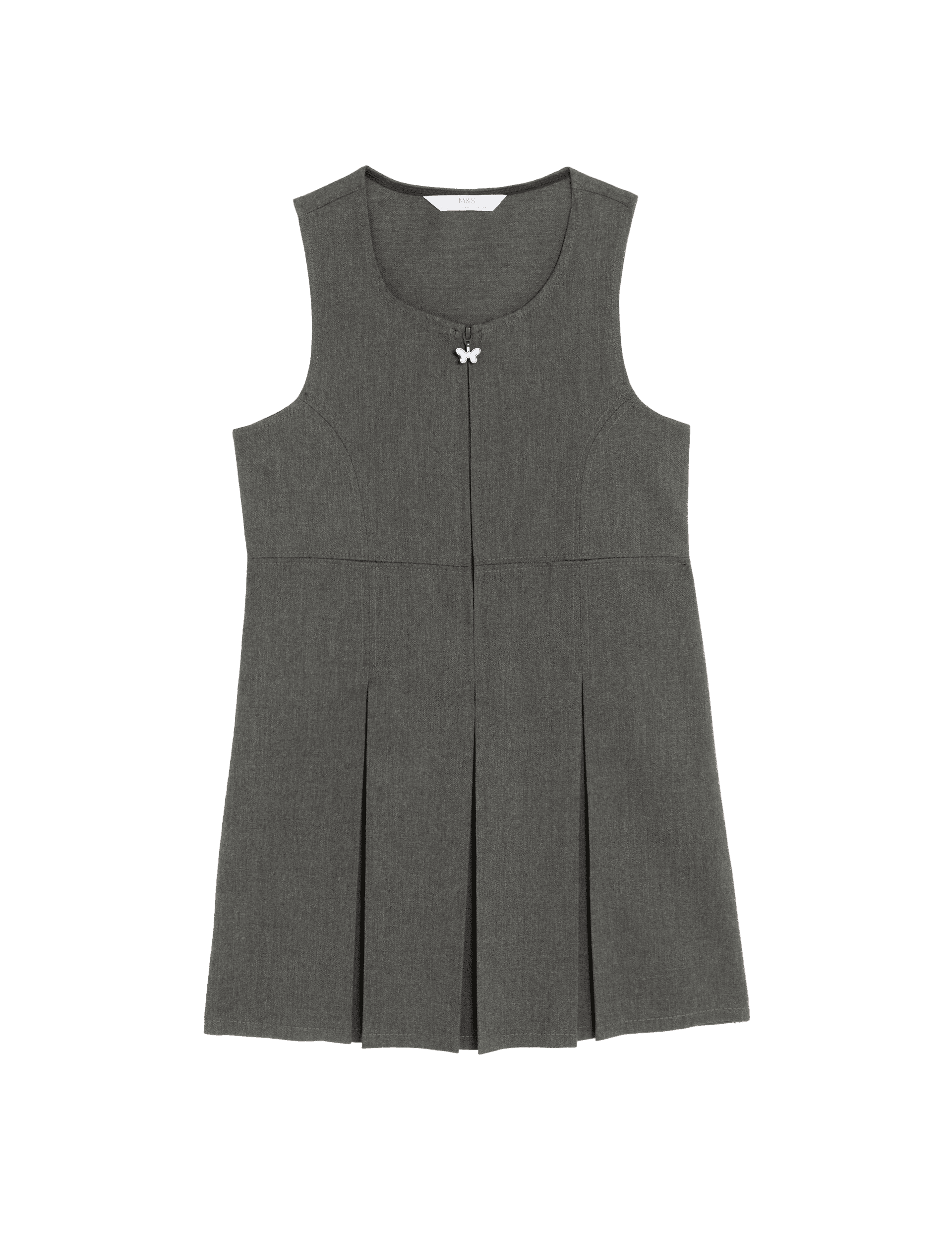 M&S Collection Girls Pleated School Pinafore (2-12 Yrs) - 7-8 Y - Grey, Grey,Bottle Green,Black,Navy