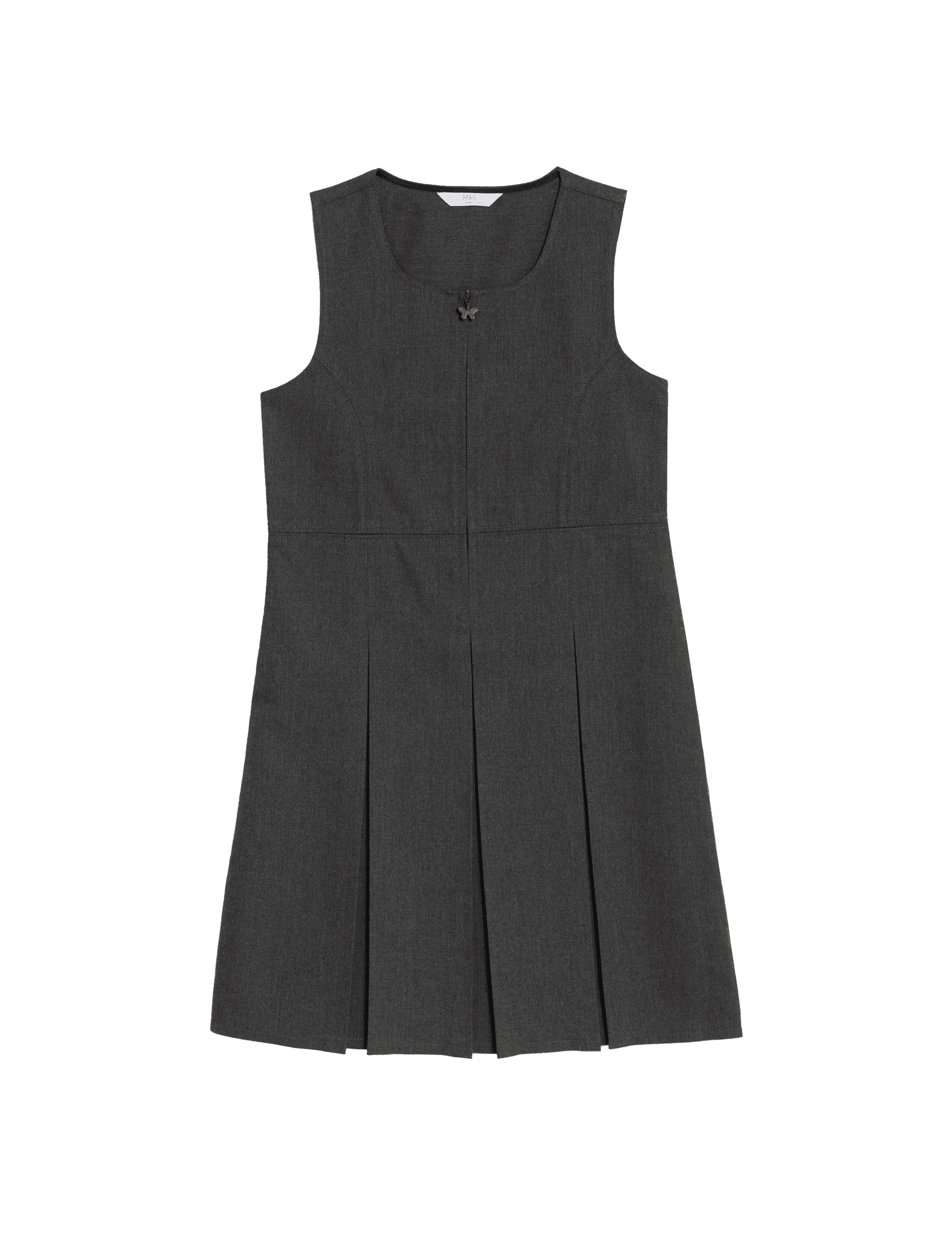 M&S Collection Girls Longer Length Pleated School Pinafore (2-12 Yrs) - 5-6 YLNG - Grey, Grey