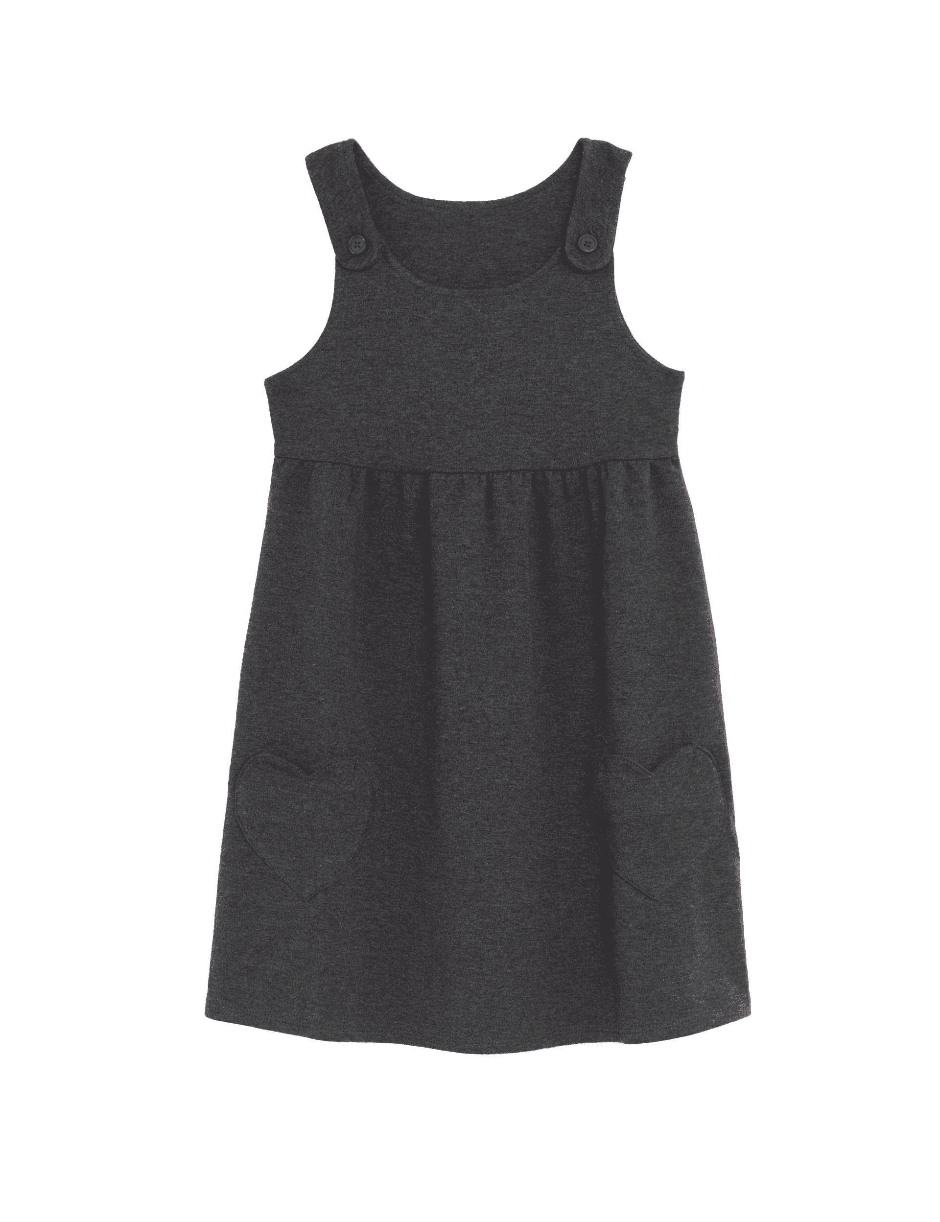 M&S Collection Girls Jersey Heart Pocket School Pinafore (2-12 Yrs) - 7-8 Y - Grey, Grey