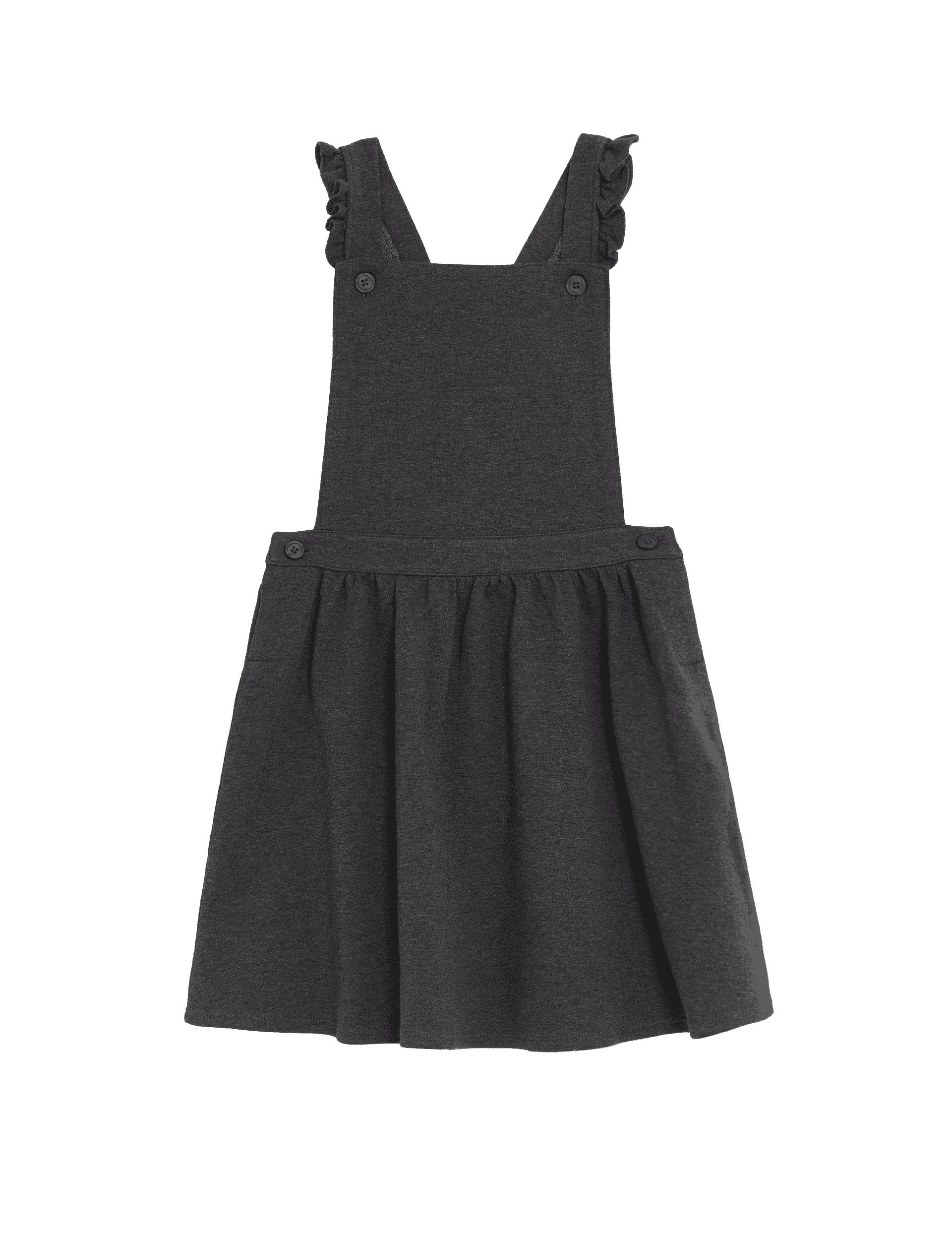 M&S Collection Girls Jersey Frilled School Pinafore (2-12 Yrs) - 10-11 - Grey, Grey