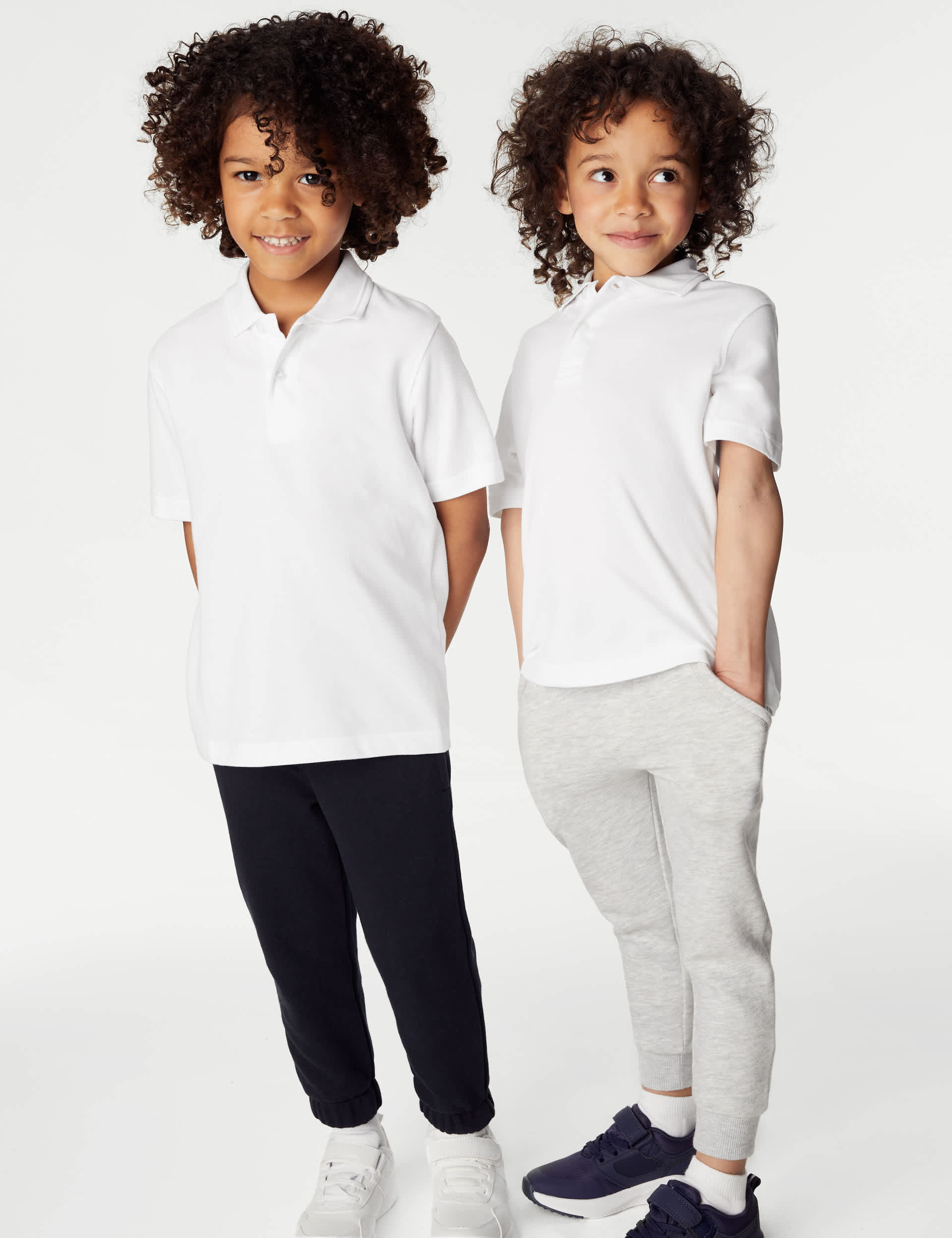 M&S Collection 3pk Unisex Pure Cotton School Polo Shirts (2-16 Yrs) - 15-16 - White, Yellow,Blue,Gre