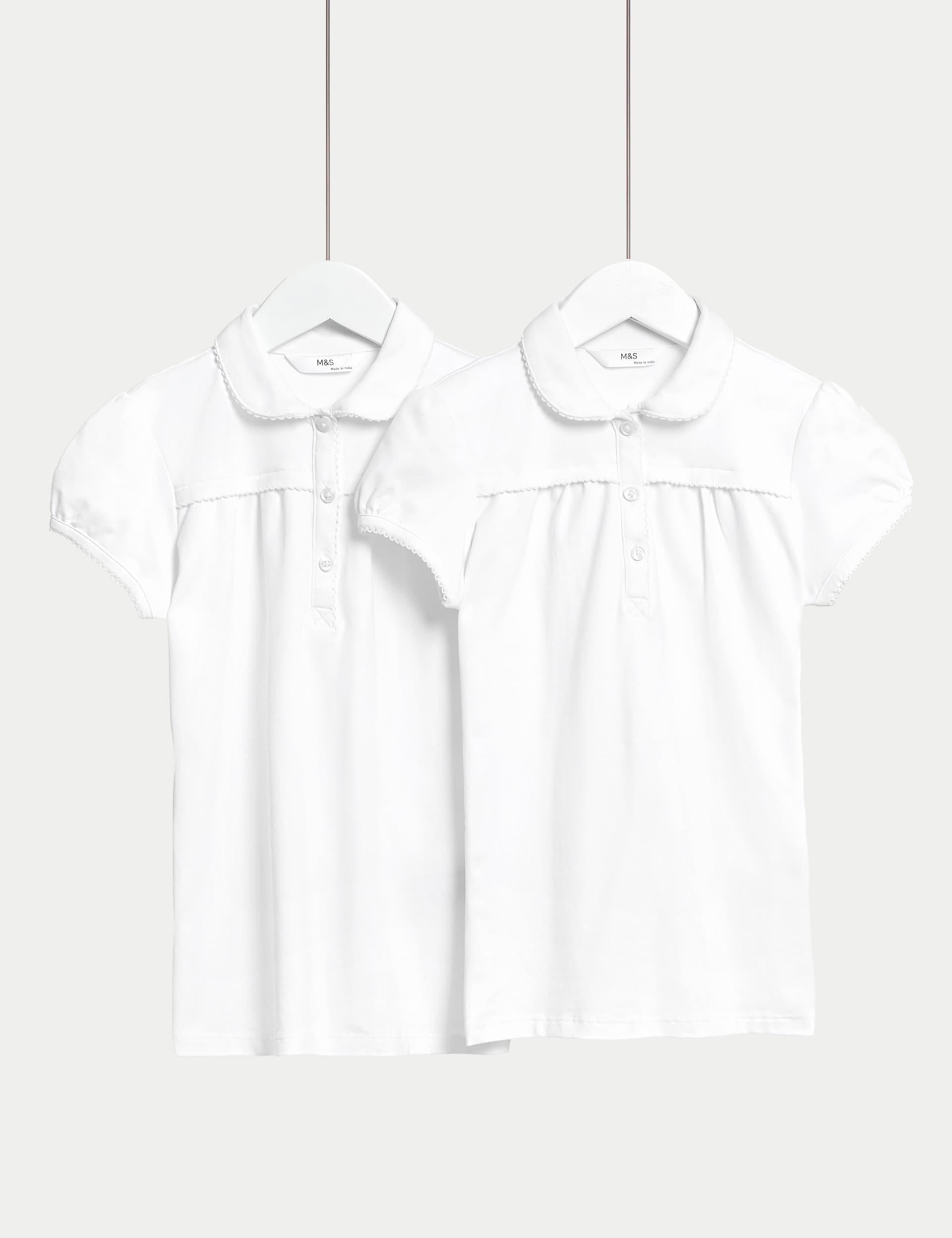 M&S Girls 2-Pack Jersey School Polo Shirts (2-18 Yrs)