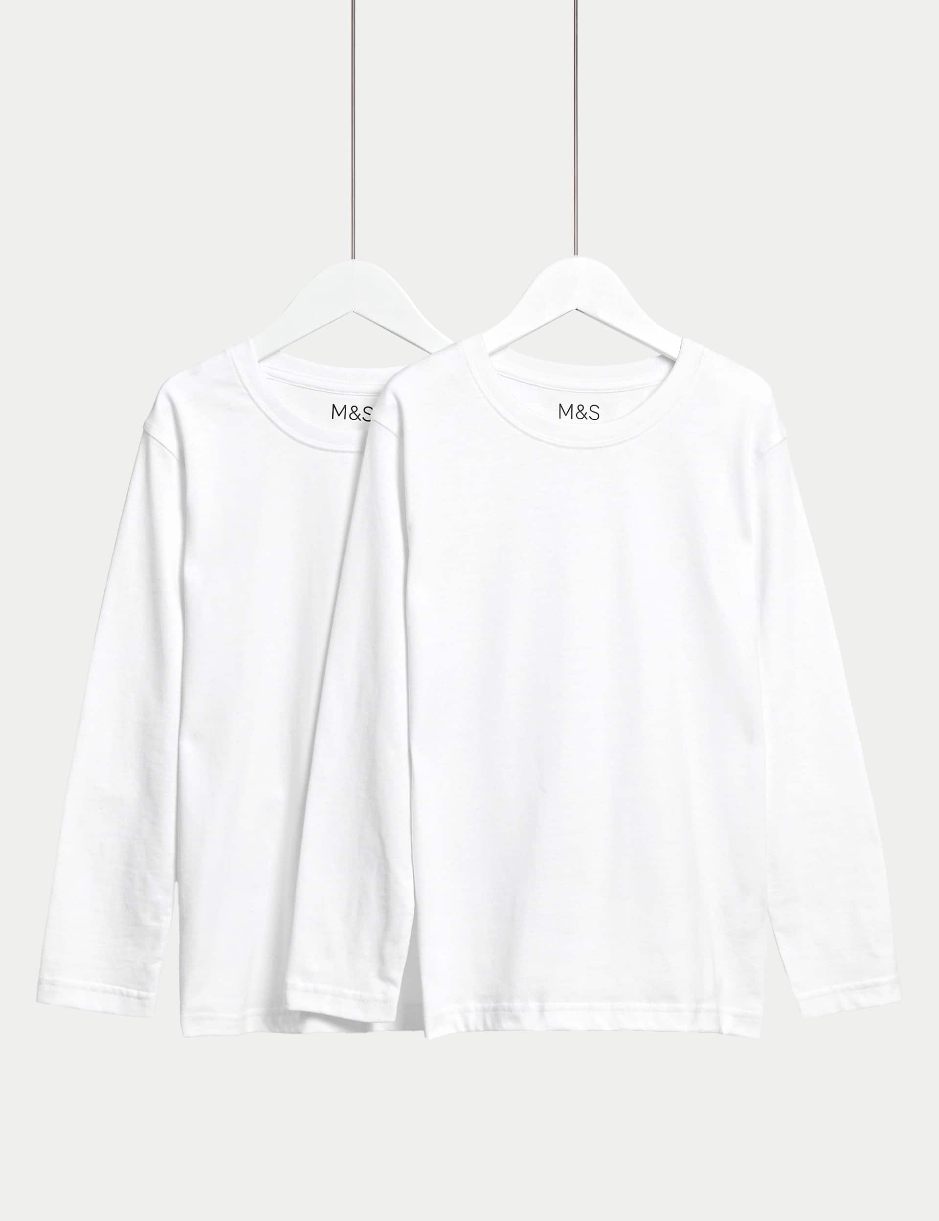 M&S 2Pk Unisex Pure Cotton School T-Shirts (2-16 Yrs)