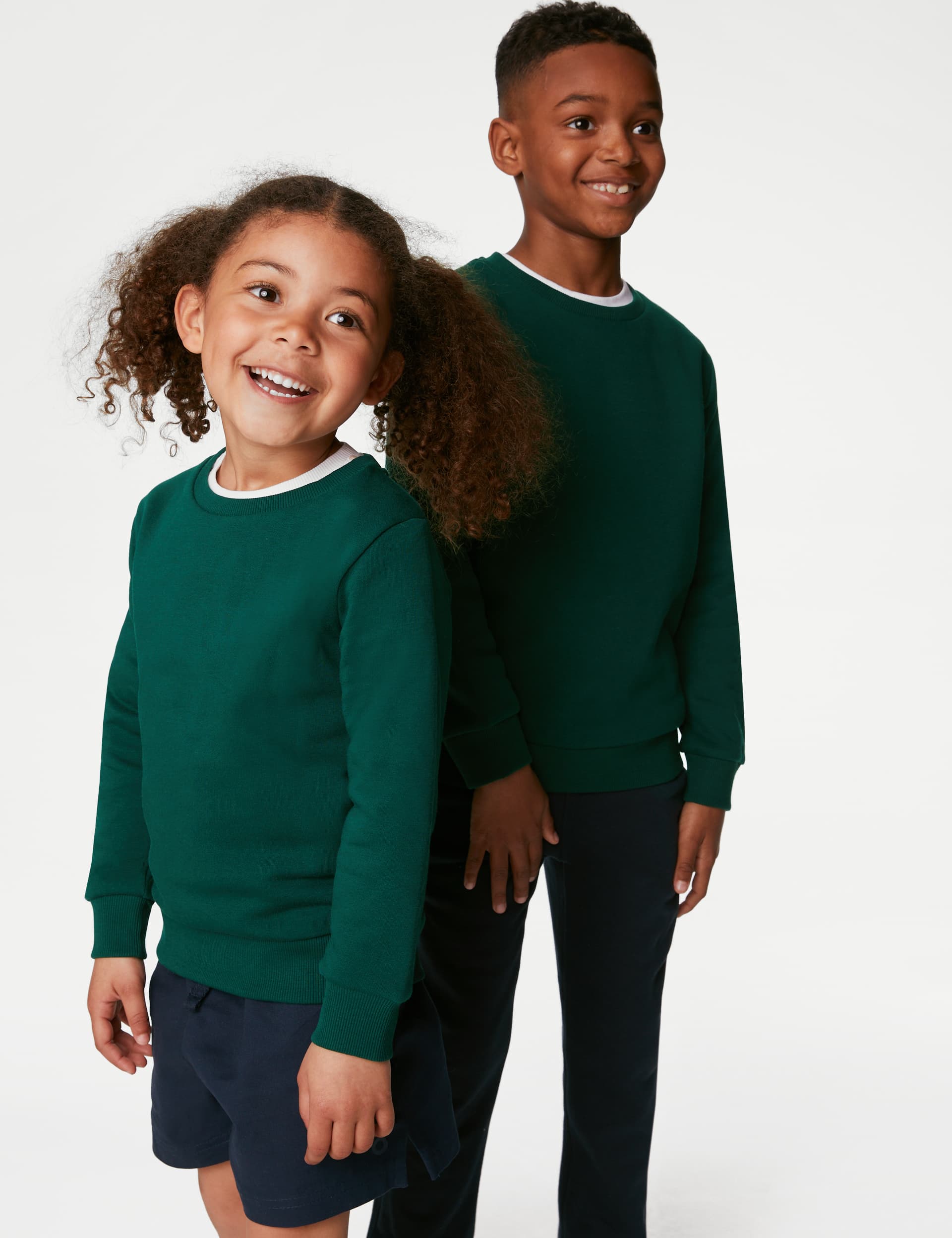 Goodmove Unisex School Sweatshirt (3-16 Yrs) - 7-8 Y - Bottle Green, Bottle Green,Black