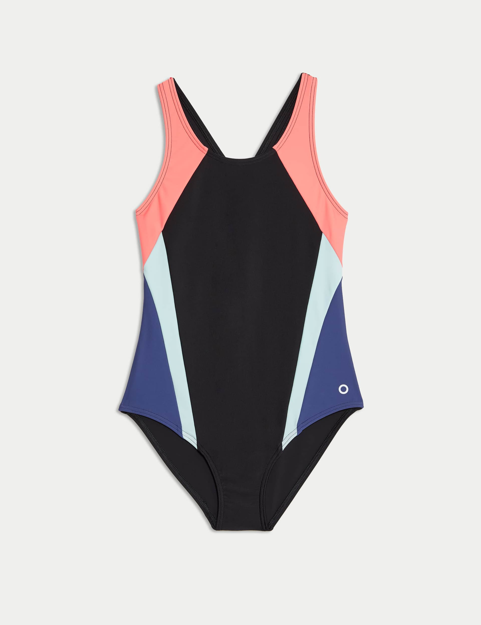 Goodmove Girls Colourblock Swimsuit (6-16 Yrs) - 13-14 - Black Mix, Black Mix