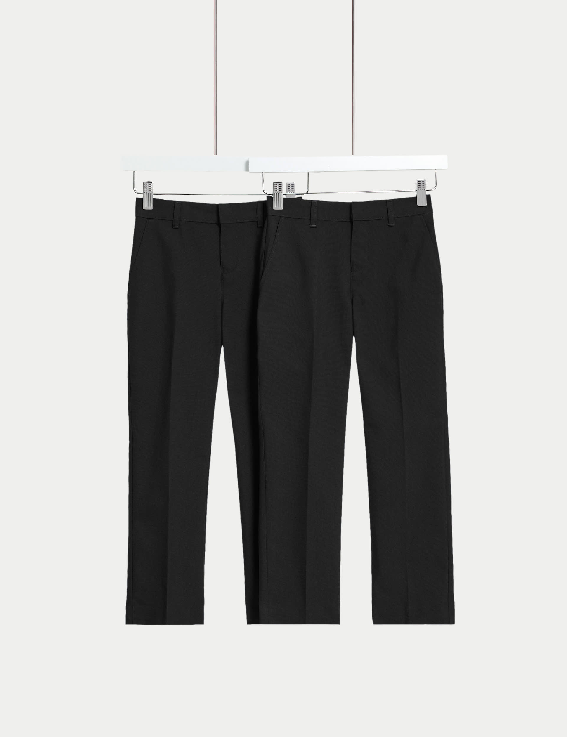 M&S 2pk Boys Regular Leg School Trousers (2-18 Yrs) - 13-14 - Black, Black,Grey,Navy,Charcoal