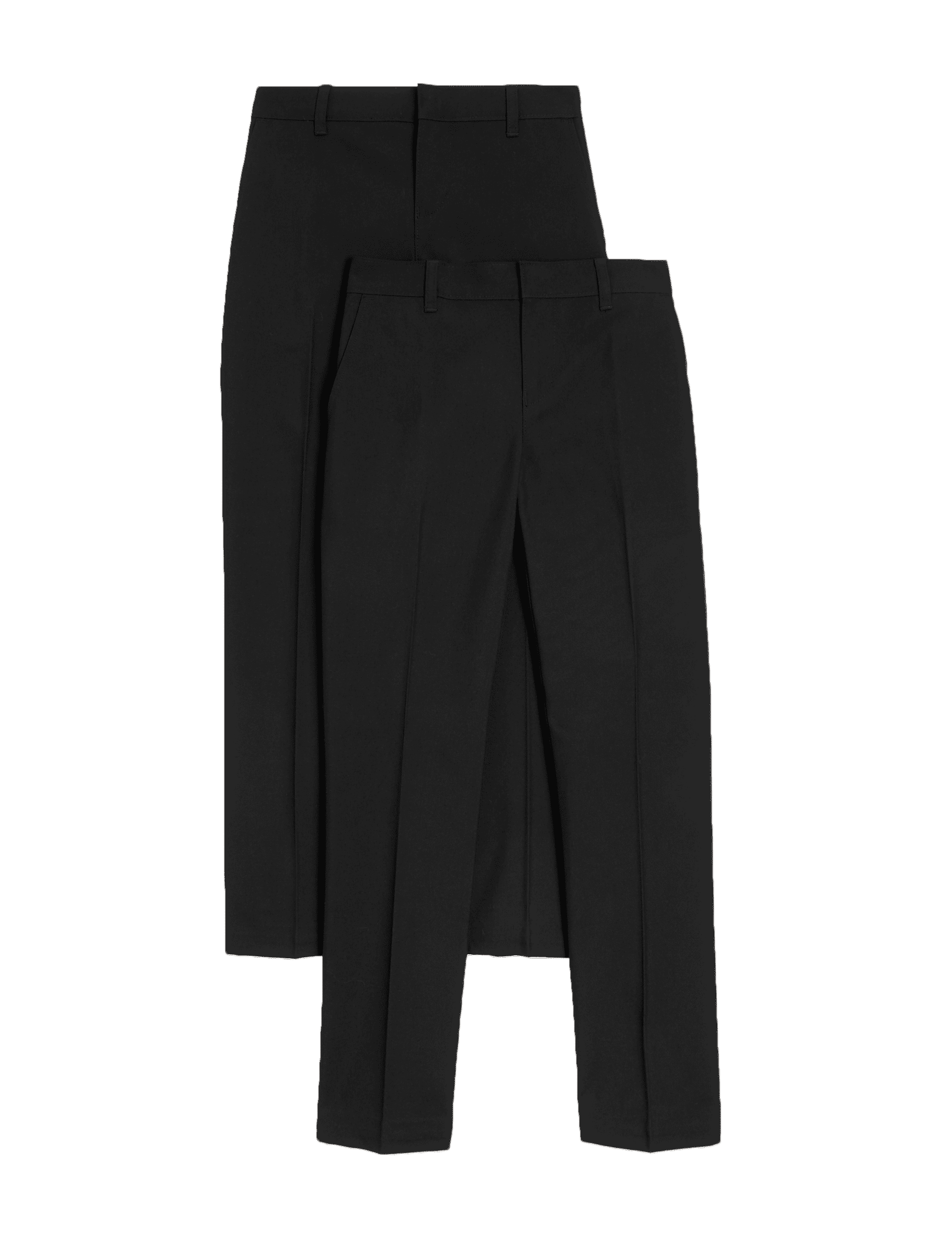 M&S Collection 2 Pack Boys Slim Leg Longer Length School Trousers (2-18 Yrs) - 14-15LNG - Black, Bla