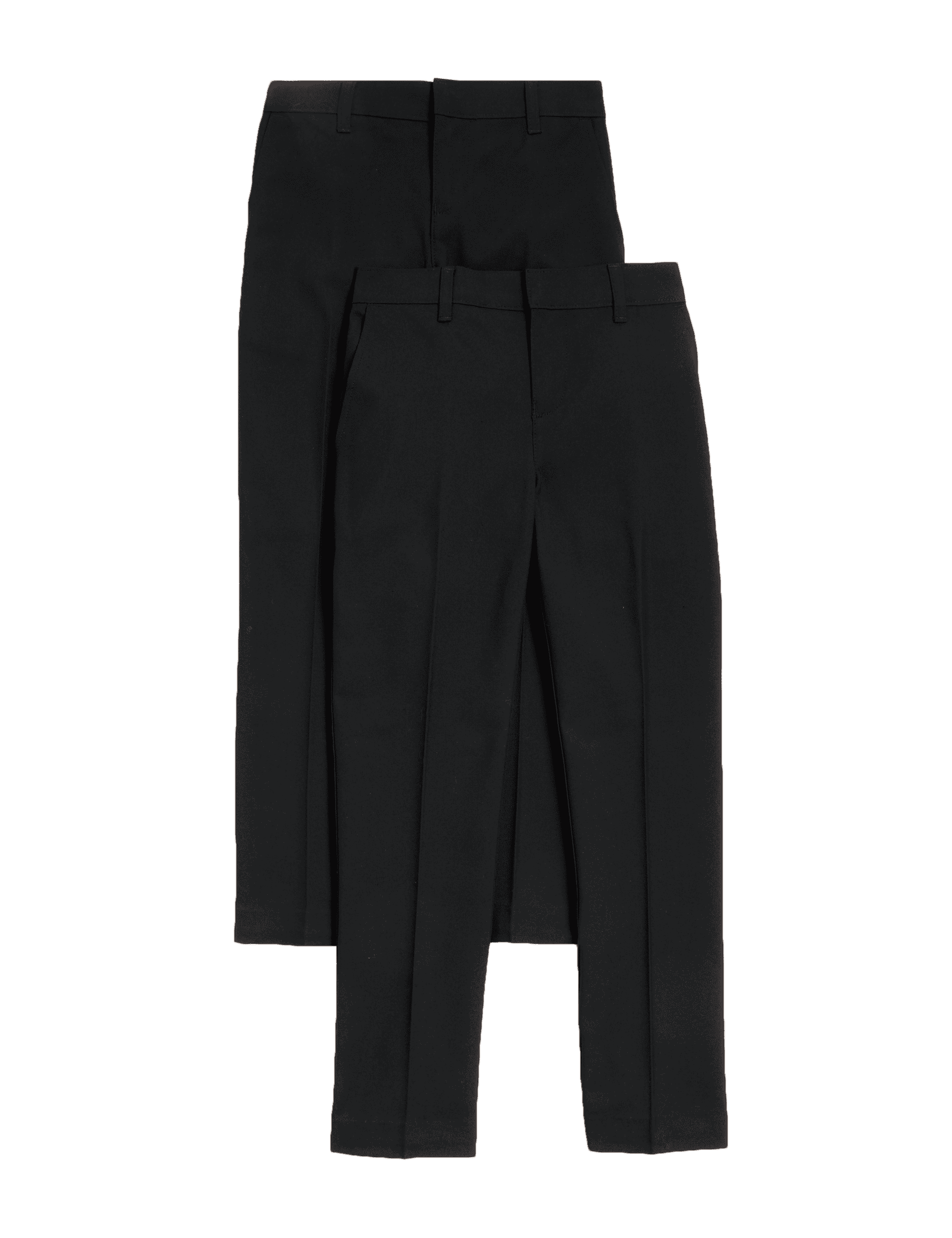 M&S Collection 2 Pack Boys Slim Leg Slim Waist School Trousers (2-18 Yrs) - 15-16 - Black, Grey,Blac