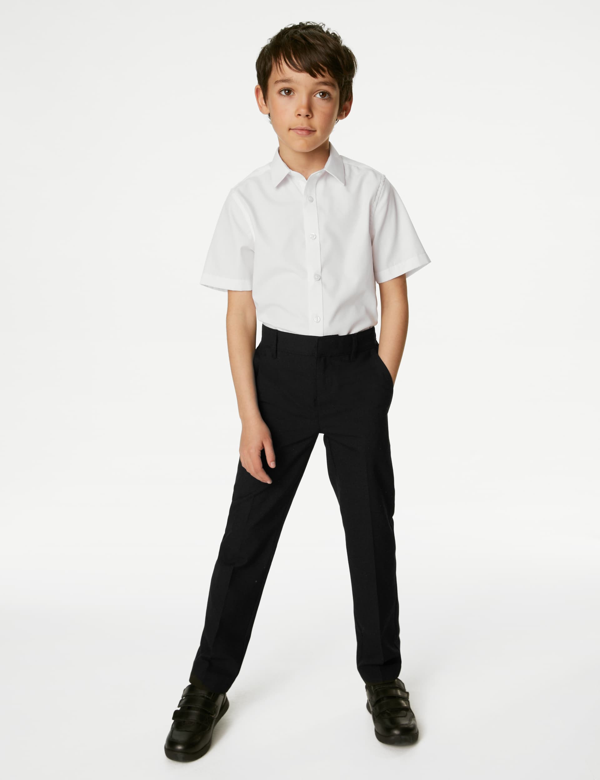 M&S Boys Regular Leg School Trousers (2-16 Yrs) - 10-11 - Black, Black,Grey