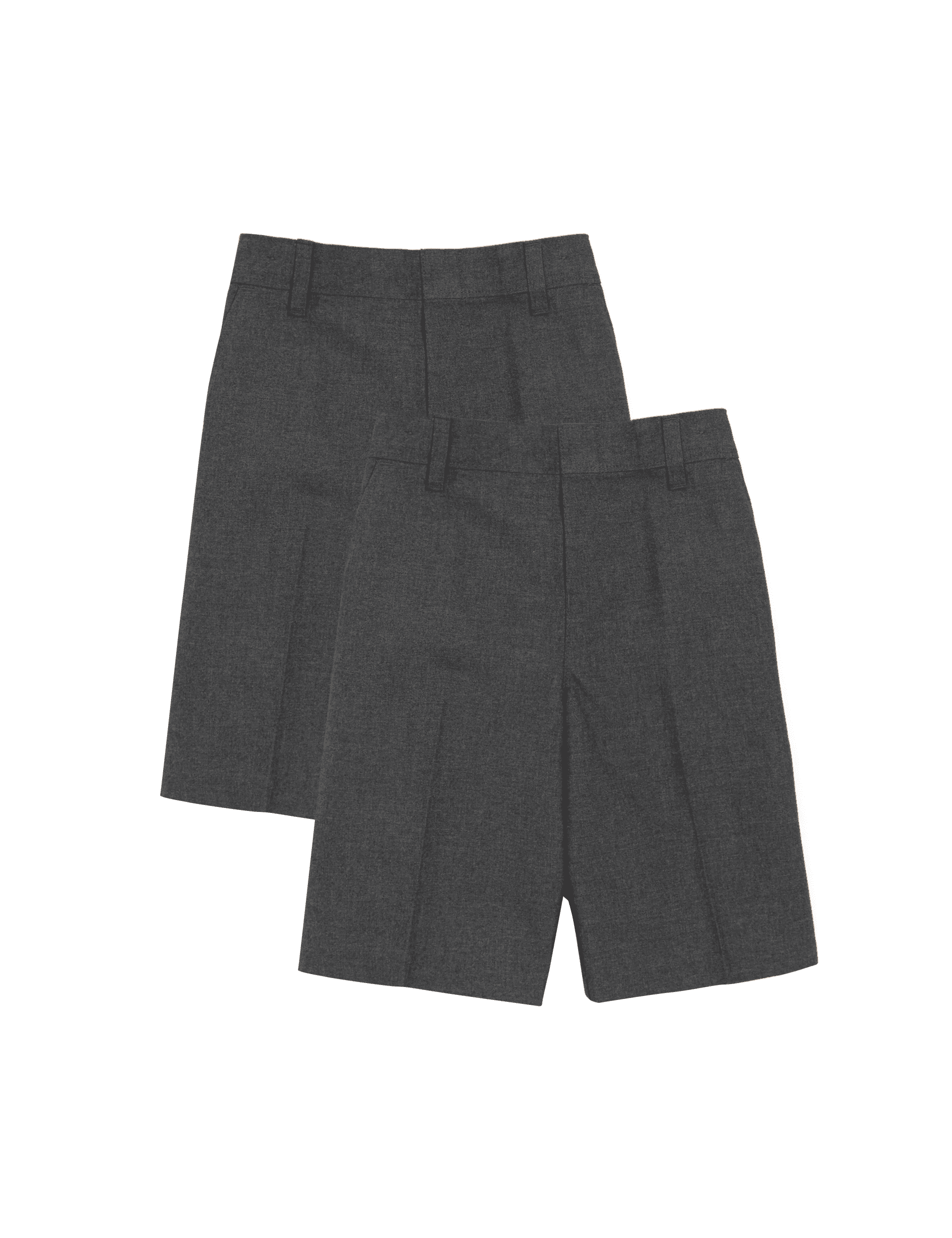 M&S Collection 2 Pack Boys Easy Dressing School Shorts (3-15 Yrs) - 5-6 Y - Grey, Grey