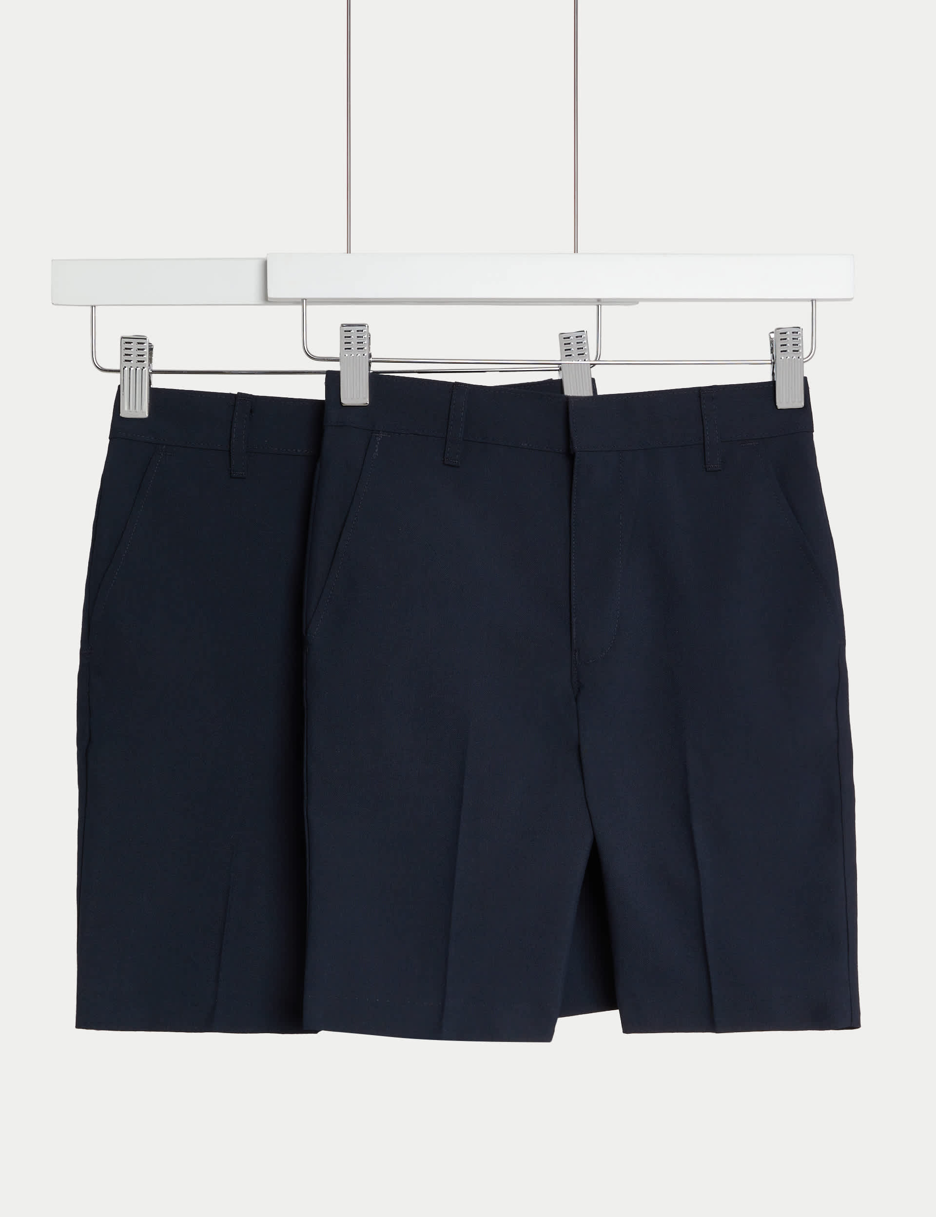 M&S 2pk Boys Regular Leg School Shorts (2-14 Yrs) - 8-9 Y - Navy, Grey,Charcoal,Black,Navy