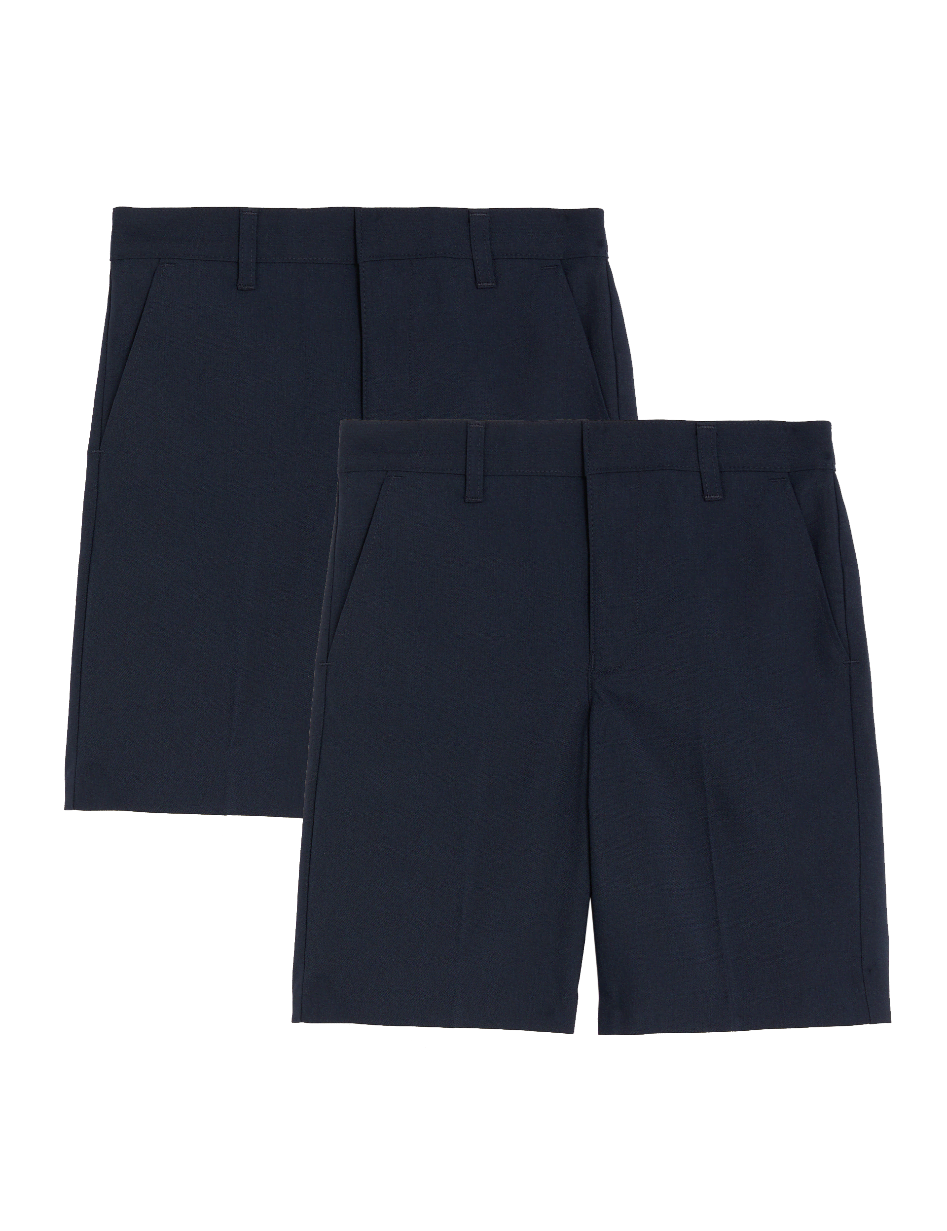 M&S Collection 2 Pack Boys Regular Leg School Shorts (2-14 Yrs) - 13-14 - Navy, Black,Grey,Charcoal,