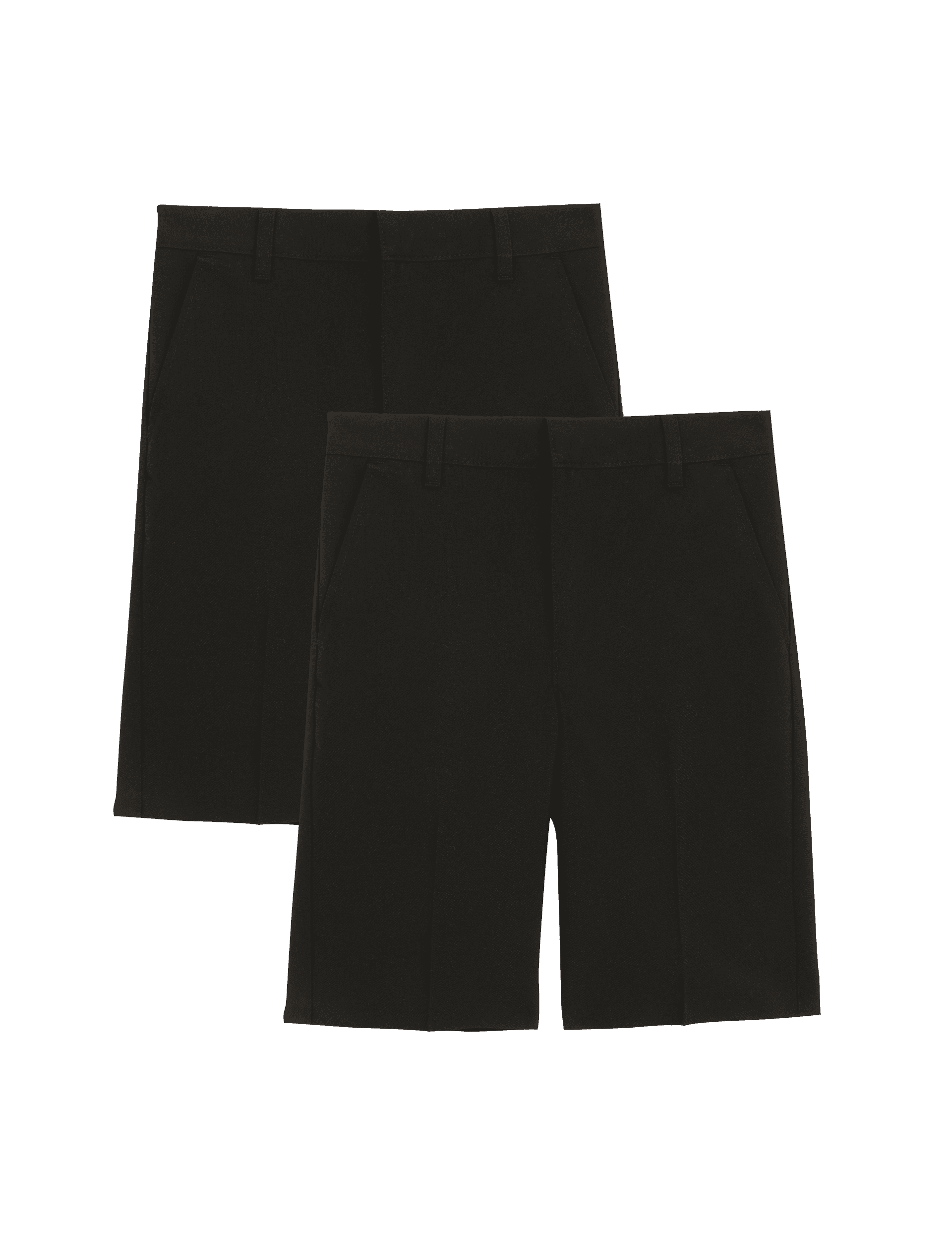 M&S Collection 2 Pack Boys Slim Leg School Shorts (2-14 Yrs) - 10-11 - Black, Black,Grey,Charcoal,Na