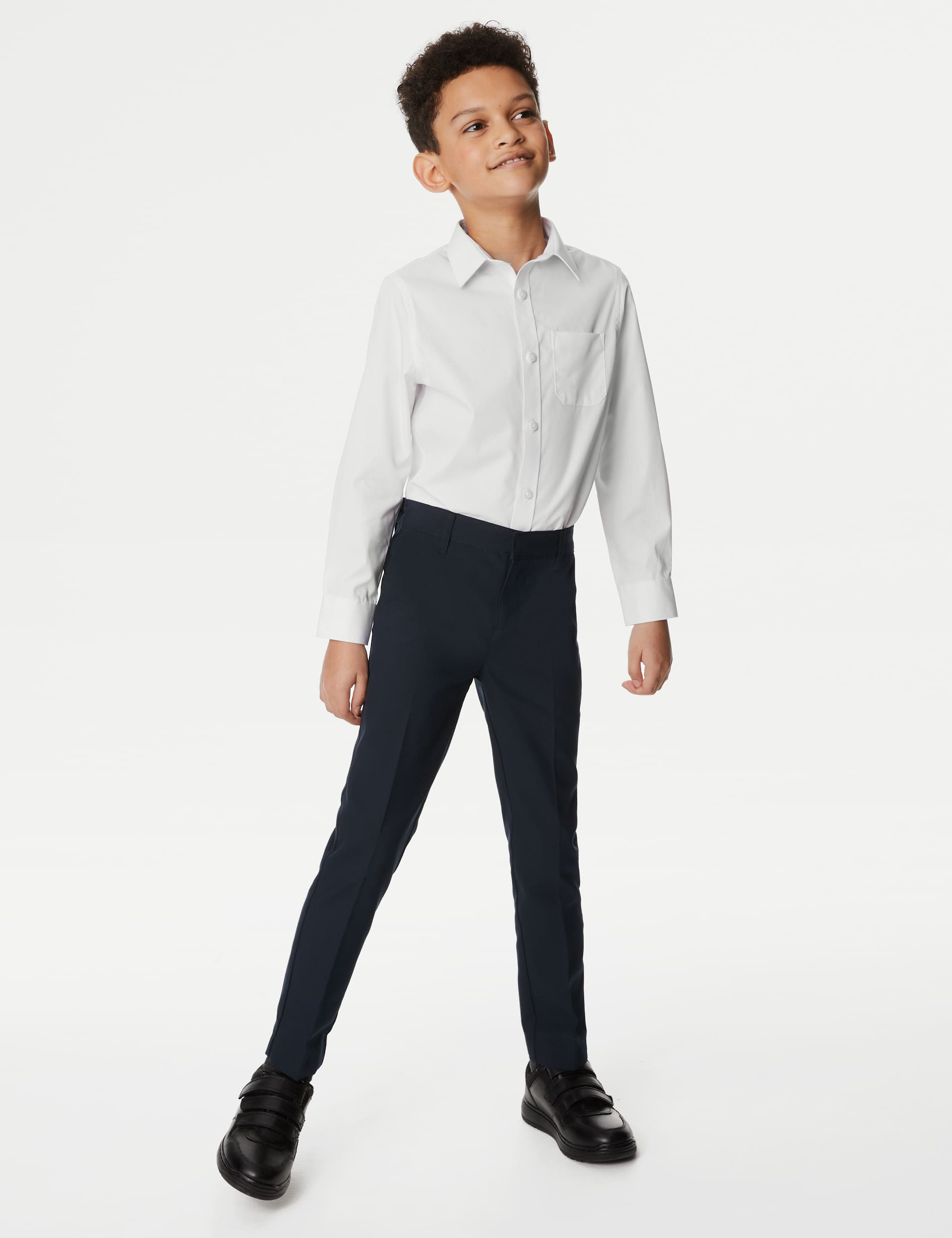 M&S Collection 2 Pack Boys Regular Fit Cotton School Shirts (2-18 Yrs) - 9-10Y - White, White