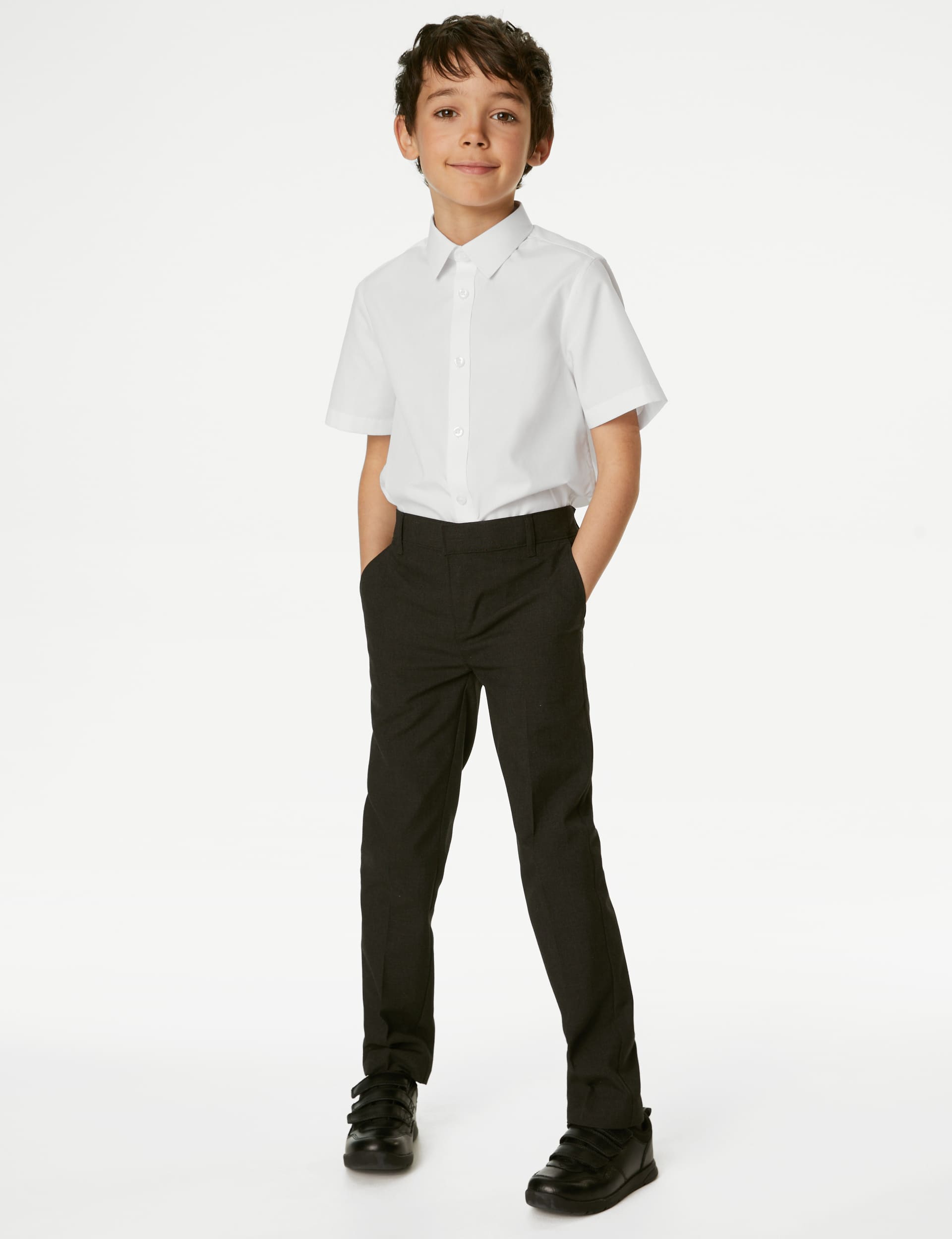 M&S Collection 3pk Boys Plus Fit Easy Iron School Shirts (4-18 Yrs) - 12-13 - White, White