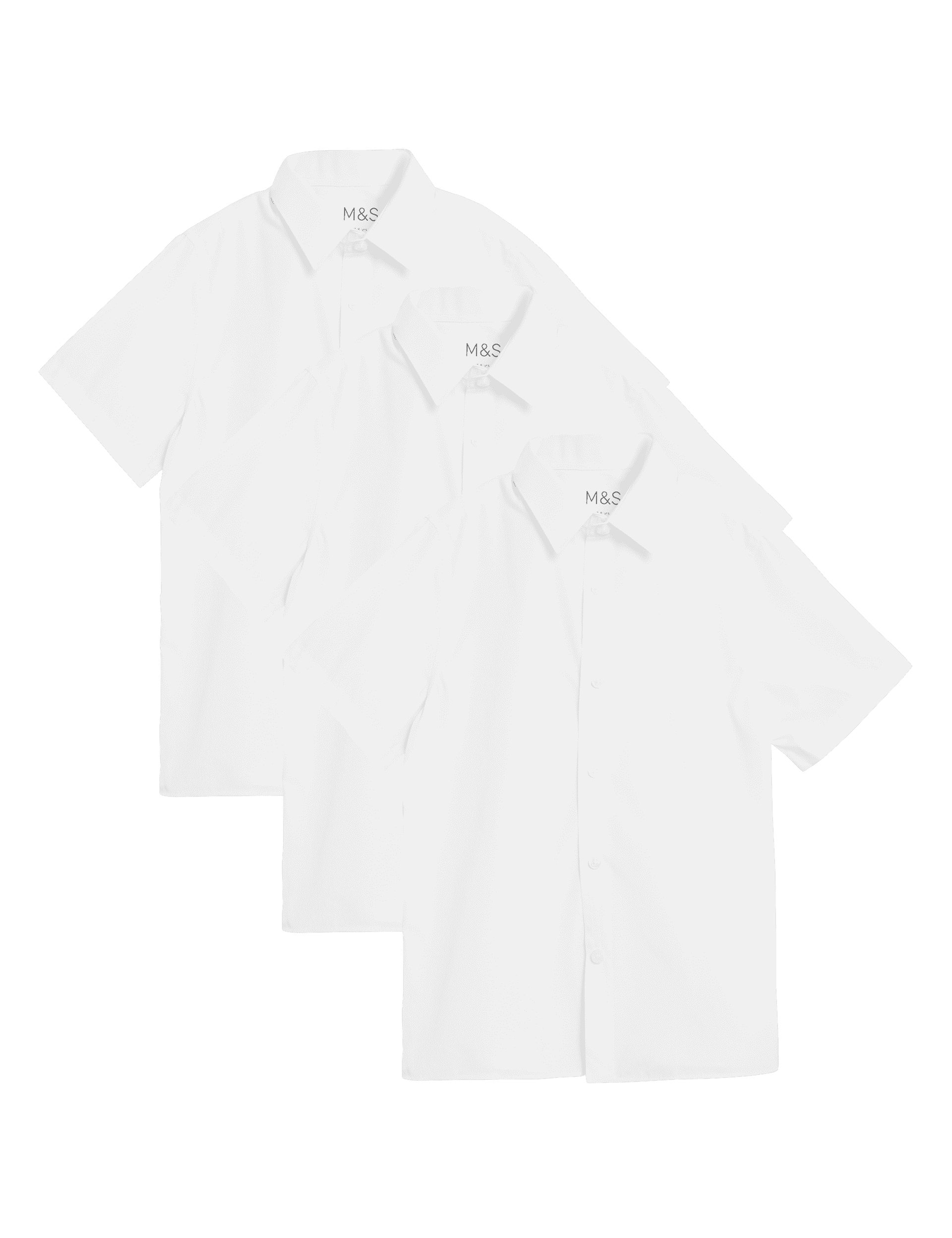 M&S Collection 3pk Boys Easy Dressing Easy Iron School Shirts (3-18 Yrs) - 14-15 - White, White